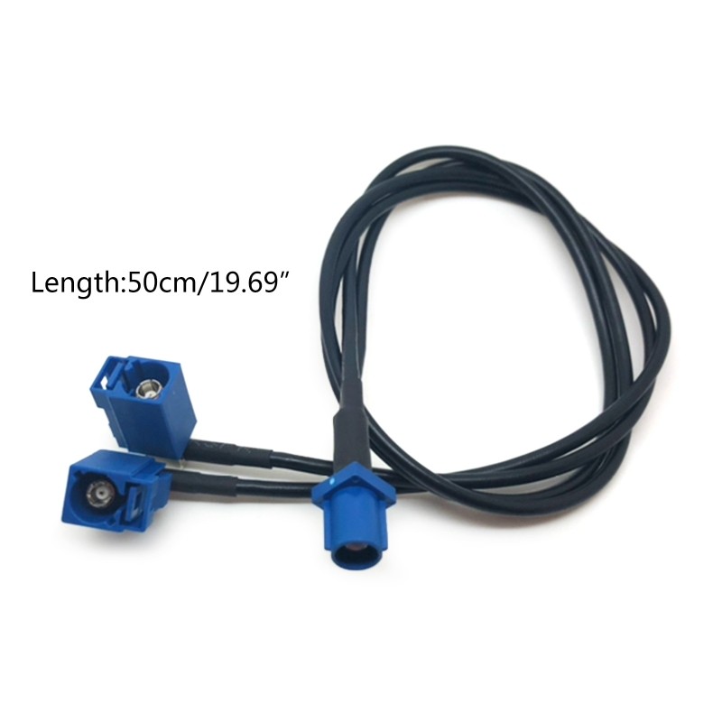 19.69inch (50cm) Fakra C Male to Dual Female Jack Y Shape Splitter Cable RG174
