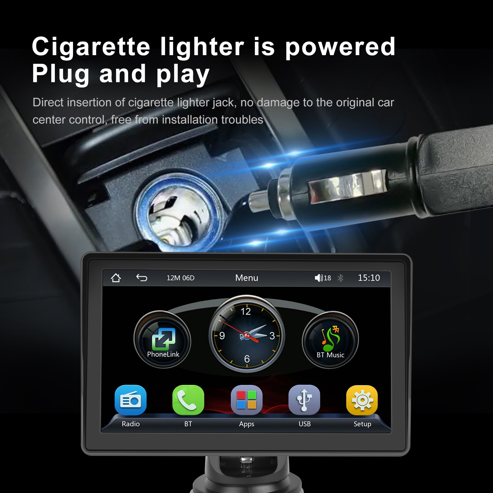 4.7″ Touch Screen BT Wireless Apple Carplay Android Auto Car Stereo Portable
