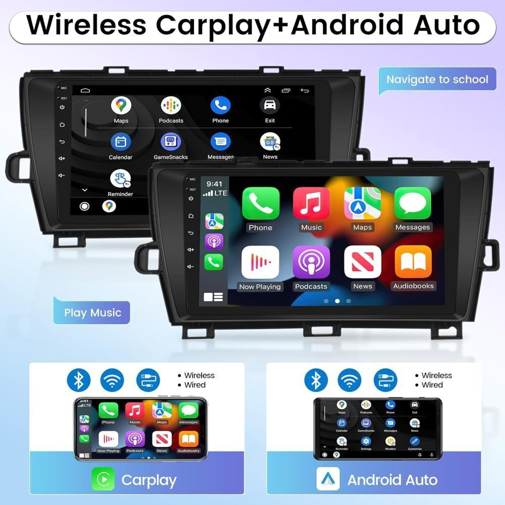 For Toyota Prius 2010-2015 Apple Carplay Car Stereo Radio Android 13 Navi GPS BT