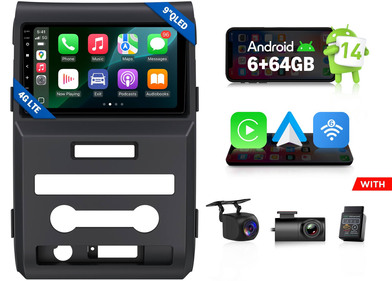 FDF1X7S For Ford F150 Platinum 2009-2014 6+64G 9″ Android 14 Car Stereo CarPlay