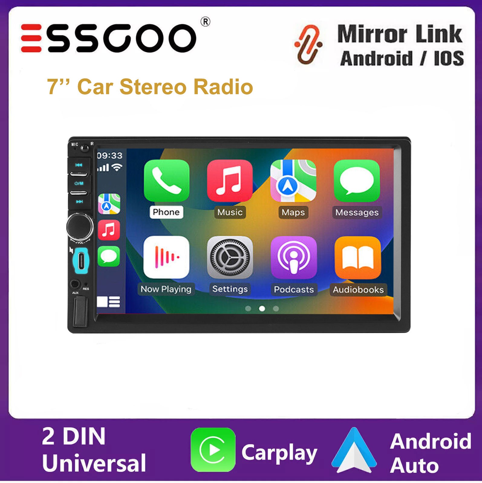 7″ Double 2DIN Car Stereo Apple Carplay Android Auto USB AUX FM Radio SWC BT MP5