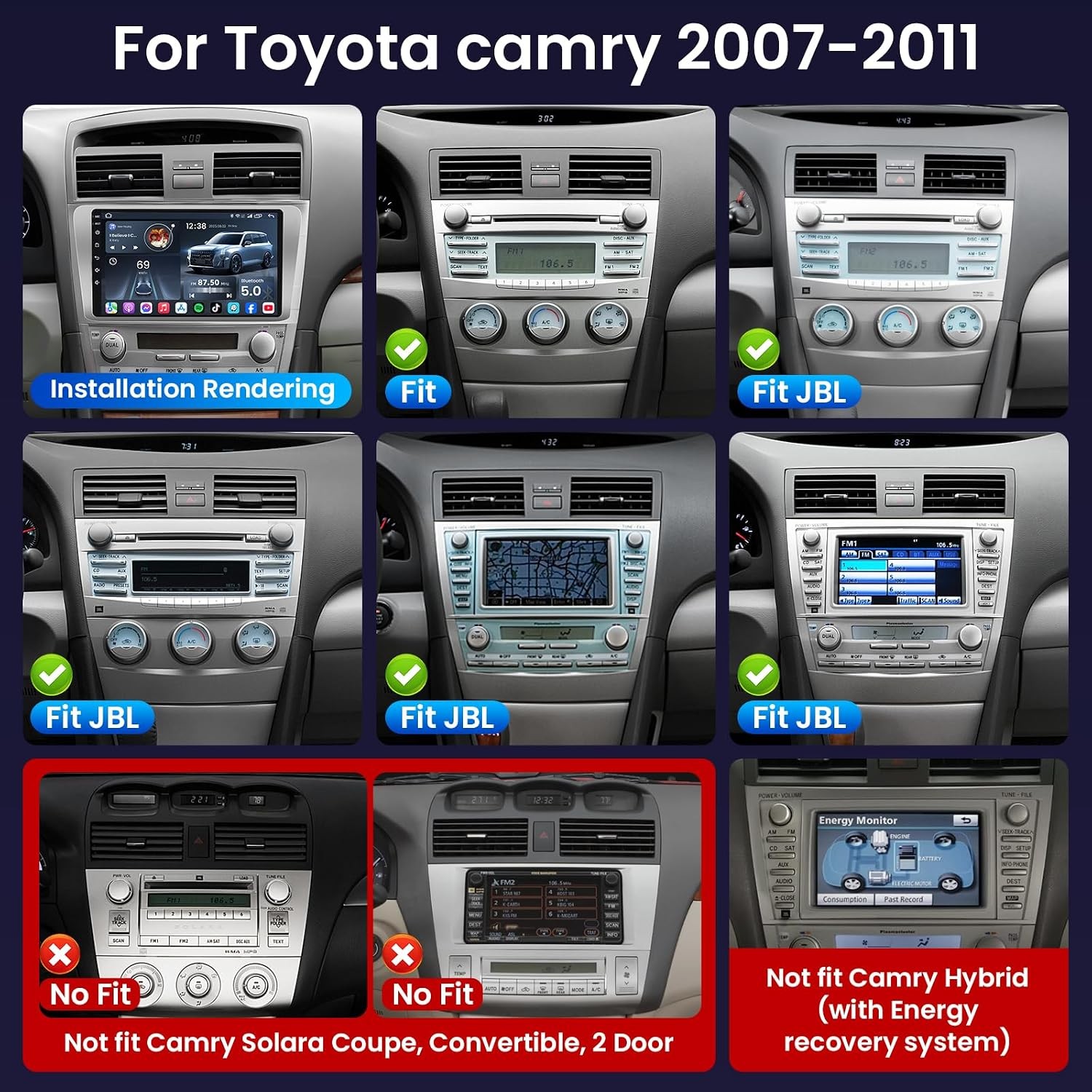 CarPlay For 2007-2011 TOYOTA CAMRY Android Car Stereo Radio GPS Navi Support JBL