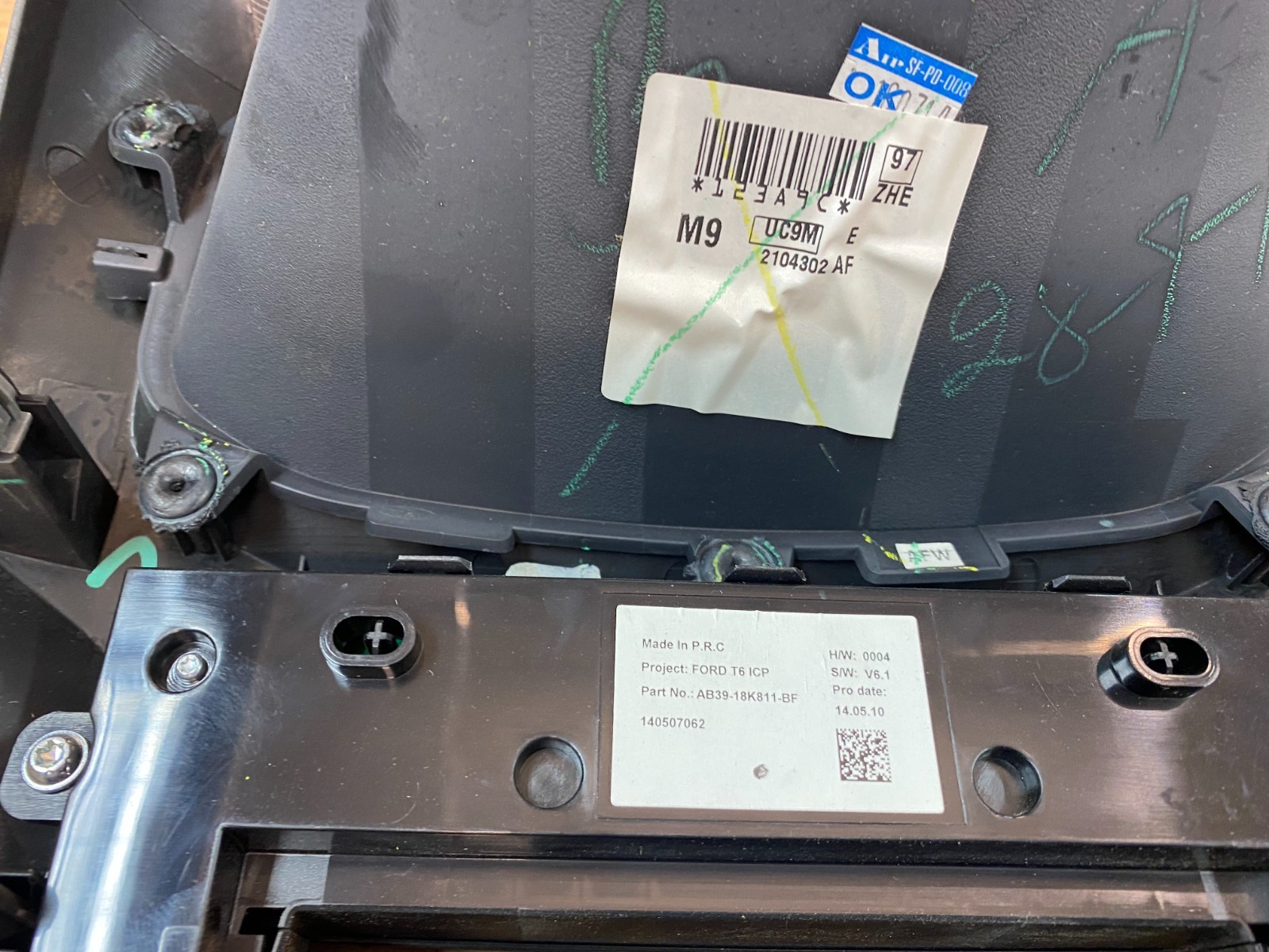 Ford Ranger PX1 XL Interior Dash Center ICC Surround + A/C Controls