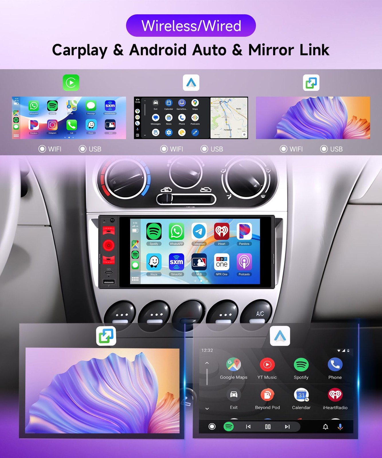 6 Inch Single Din Car Stereo, Android 15 Car Radio 4G+64G, Wireless Carplay &…