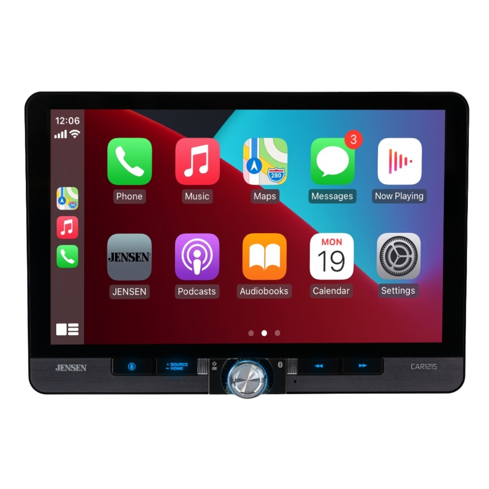 Jensen CAR1215 12″ 1-DIN/2-DIN Multimedia Receiver with CarPlay and Android Auto