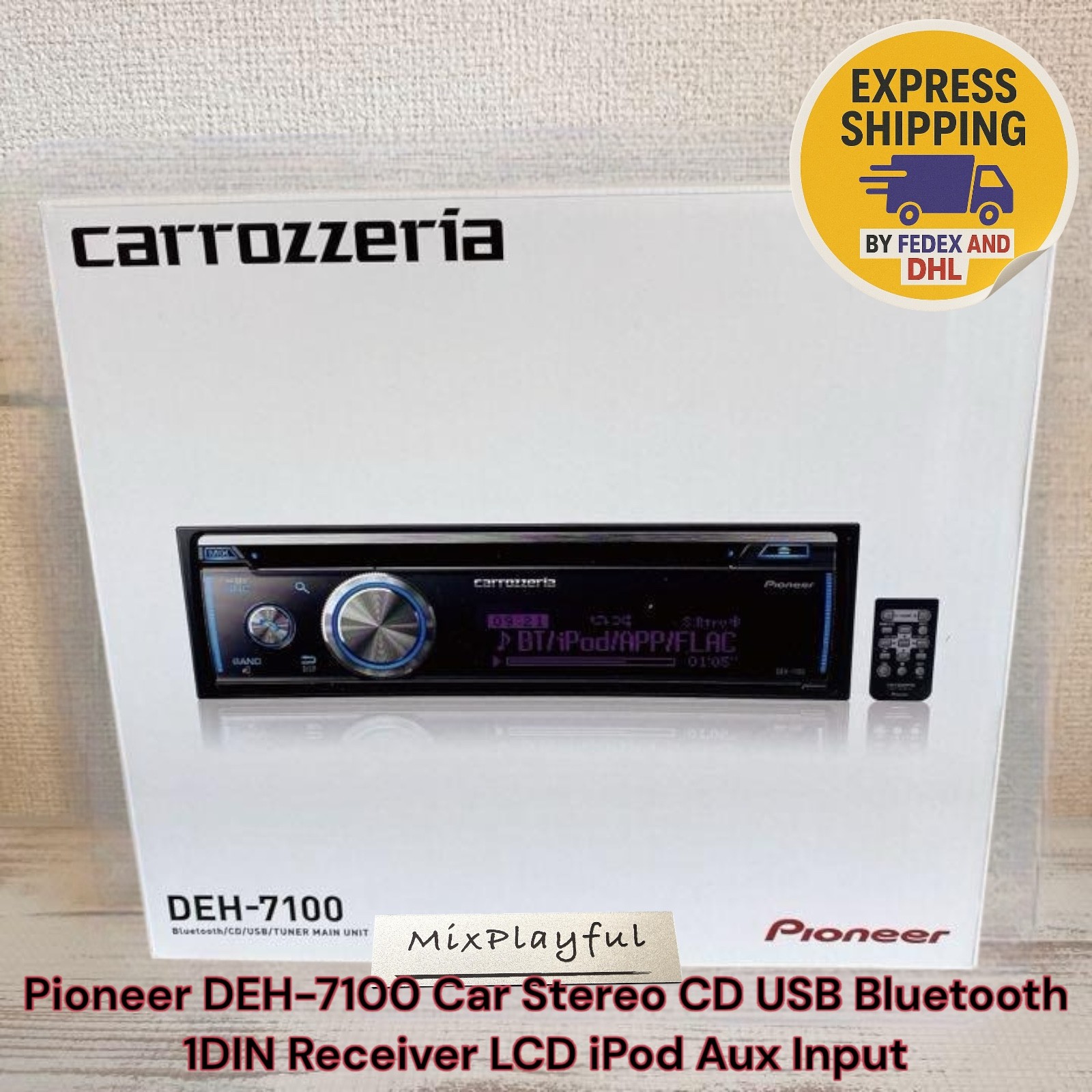 Pioneer DEH-7100 Car Stereo CD USB Bluetooth 1DIN Receiver LCD iPod Aux Input