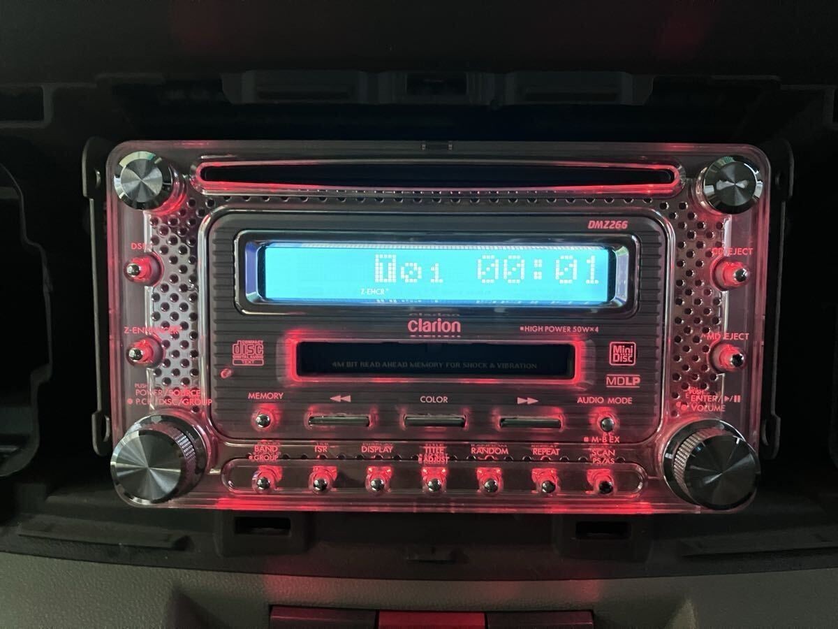 Clarion DMZ266 MDLP AUX 2-DIN CD MD Player Car Audio Head Unit Deck Used Japan