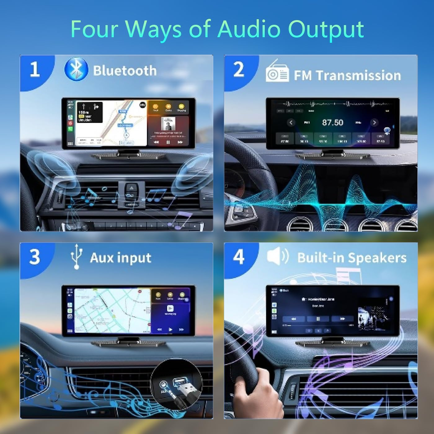 10.26″ Wireless Portable Carplay Screen Carplay & Android Auto Car Stereo 360 Ro
