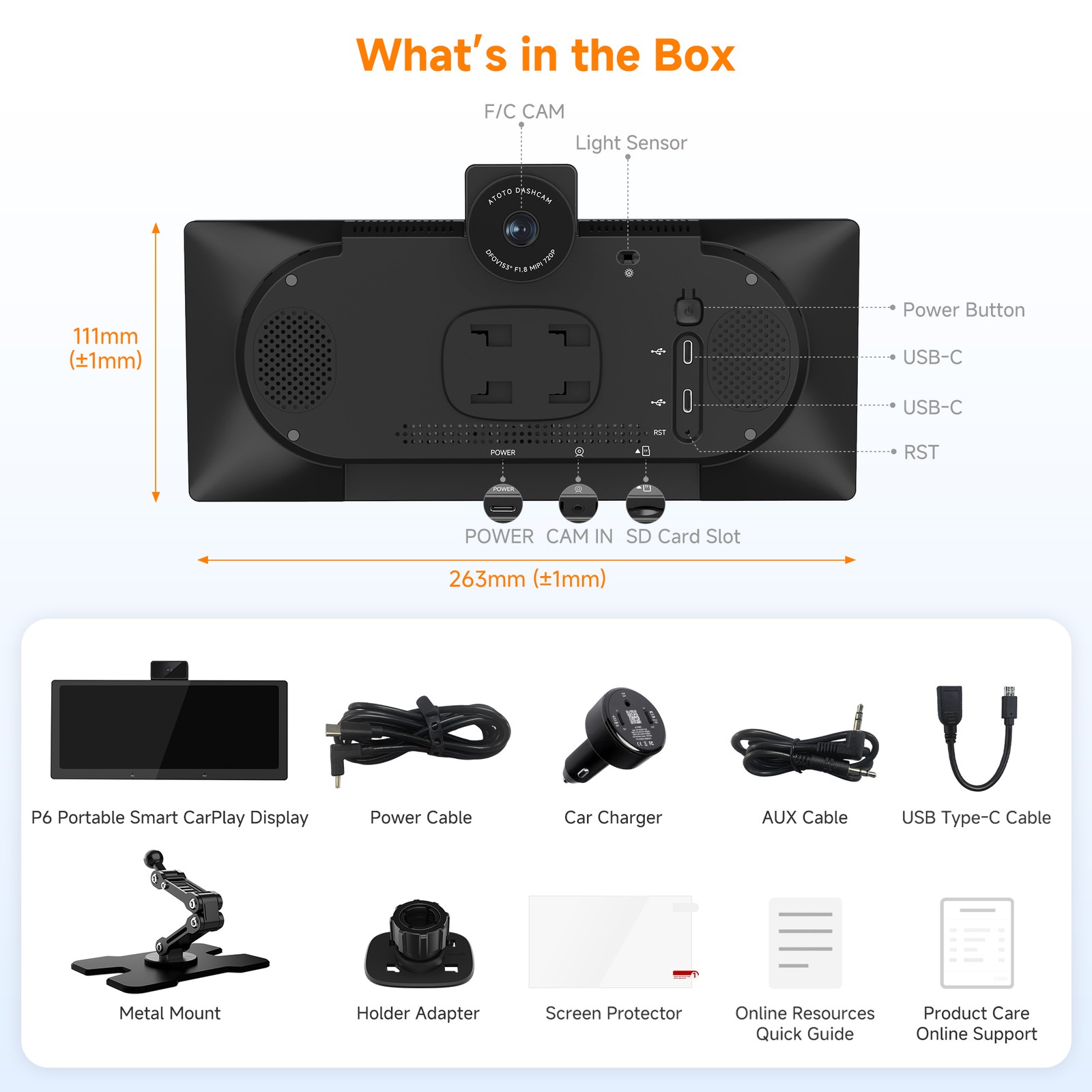 ATOTO P9 9″ Android Digital Media Receivers Portable Car Stereo w/ Dash Camera