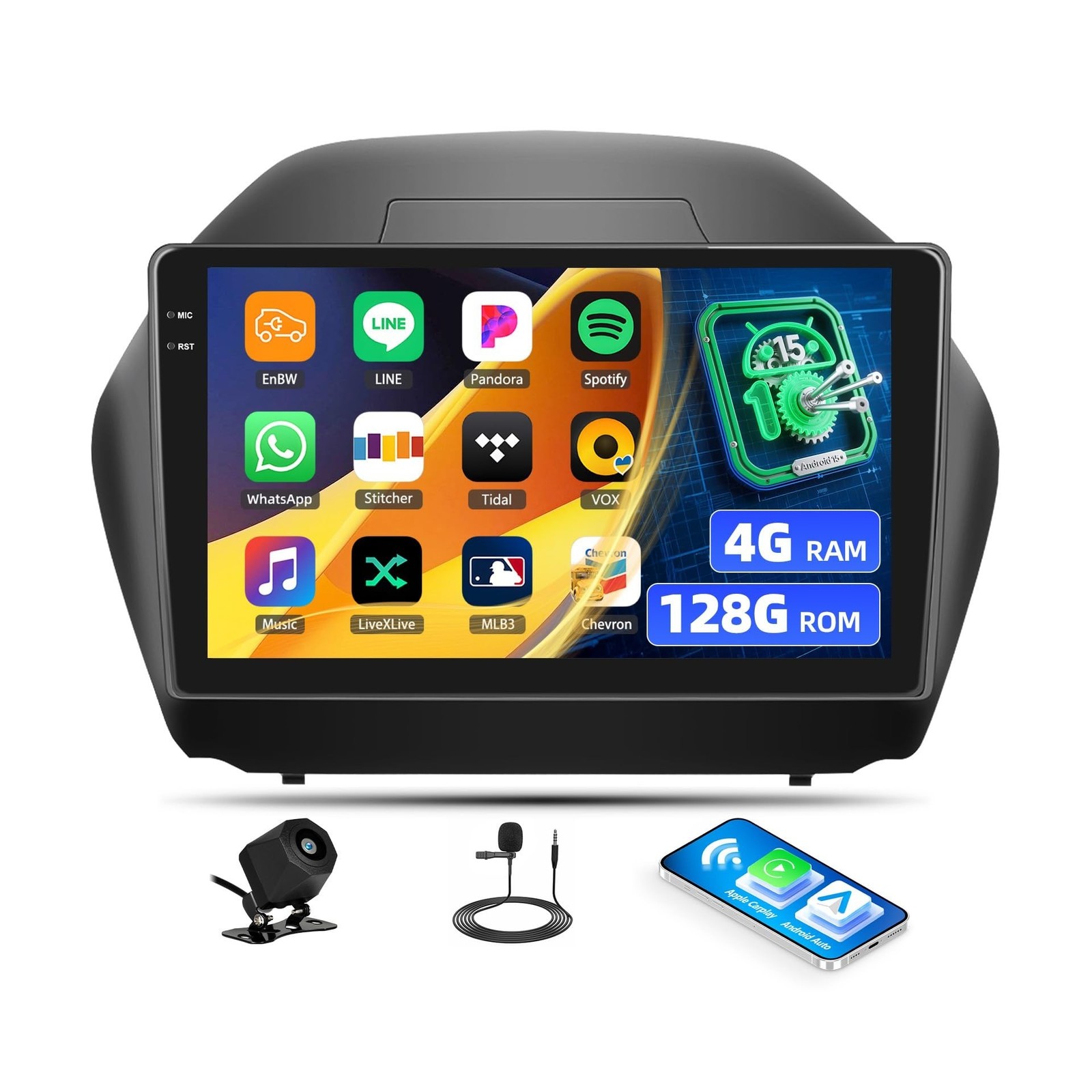 [4G+128G] Car Radio for Hyundai Tucson IX35 2010-2015 with Wireless CarPlay A…