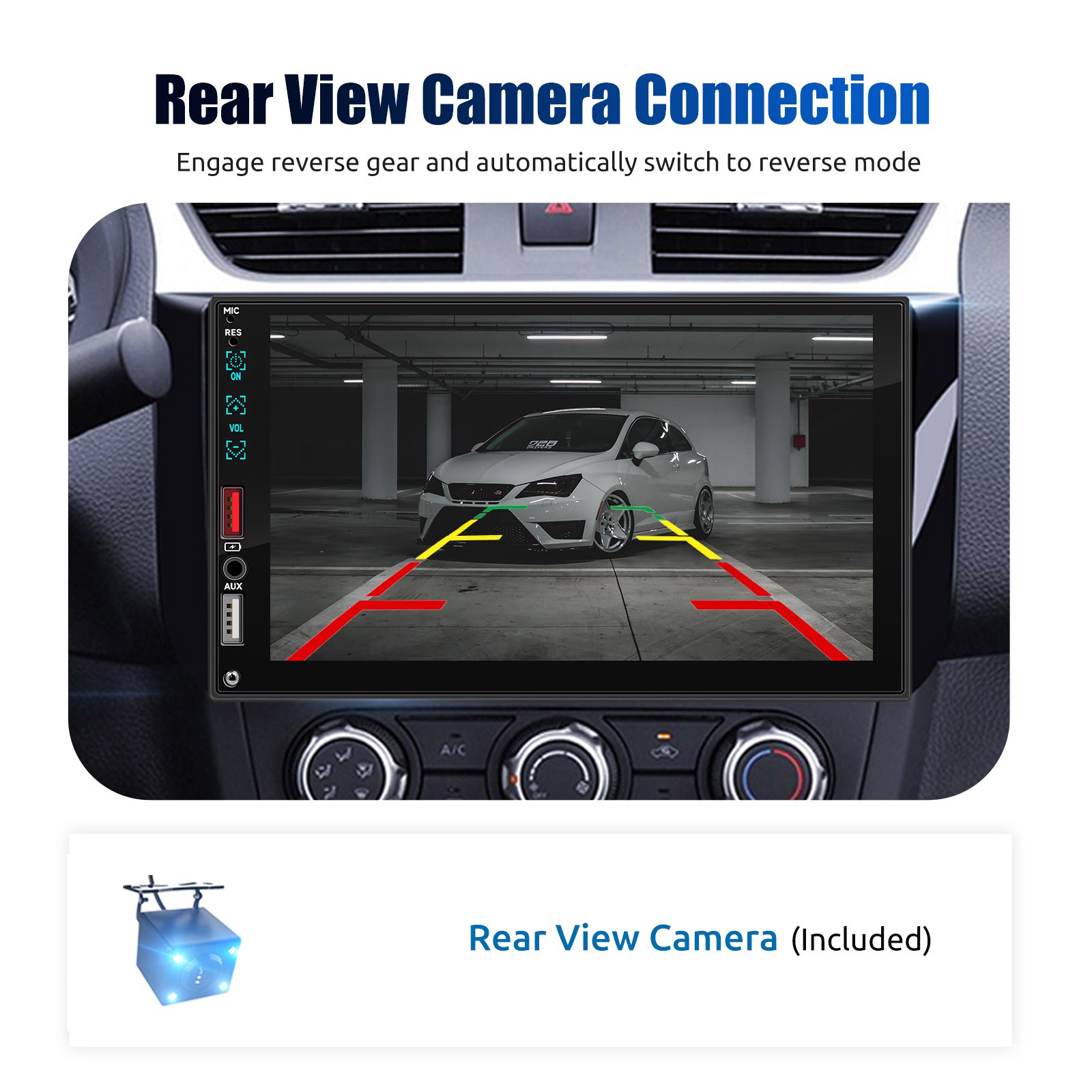 7 ” Single Din Car Stereo Android/Apple Carplay Radio Touch Screen Player+Camera