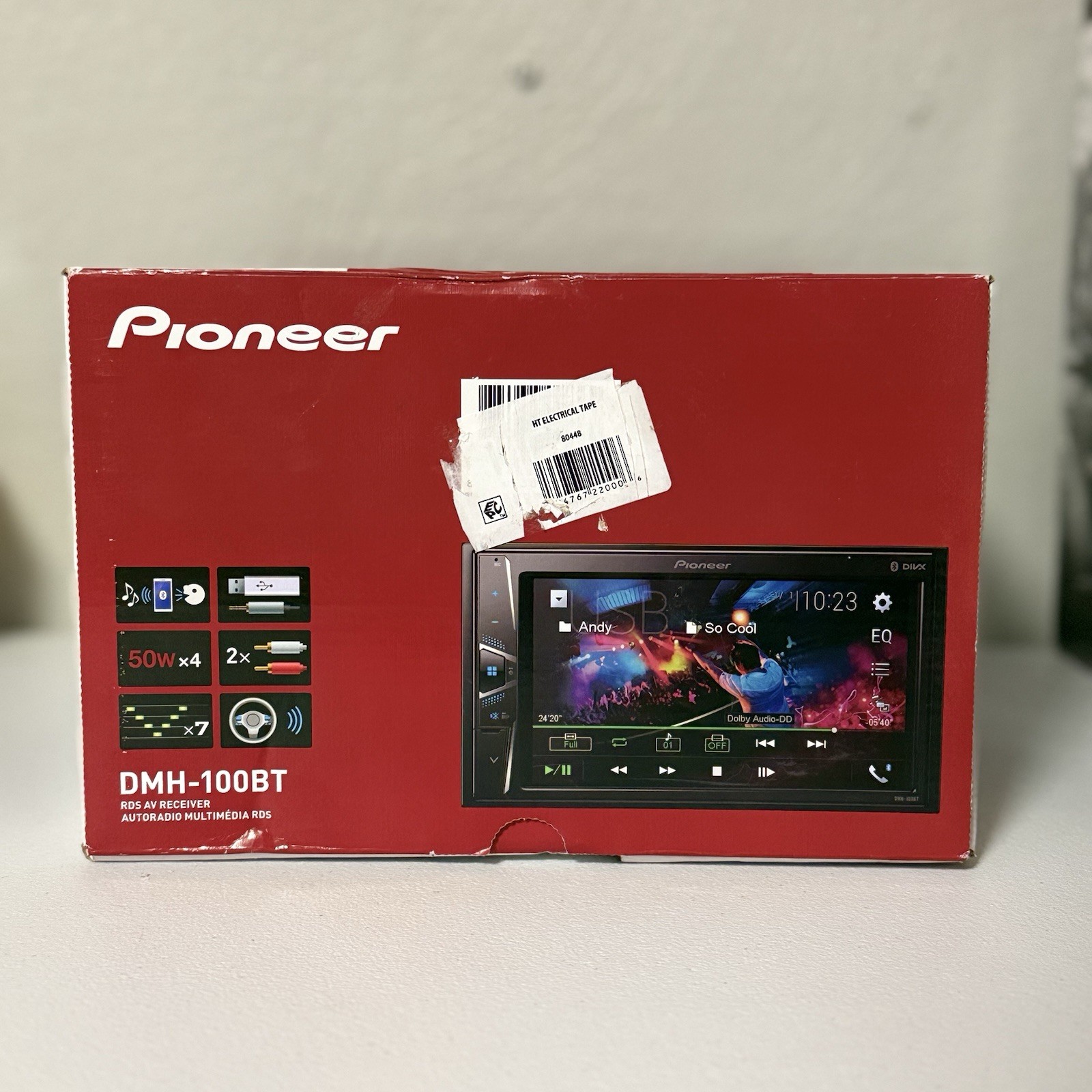 Pioneer DMH-100BT Digital Media Receiver, 6.2 Inch WVGA Display, Bluetooth