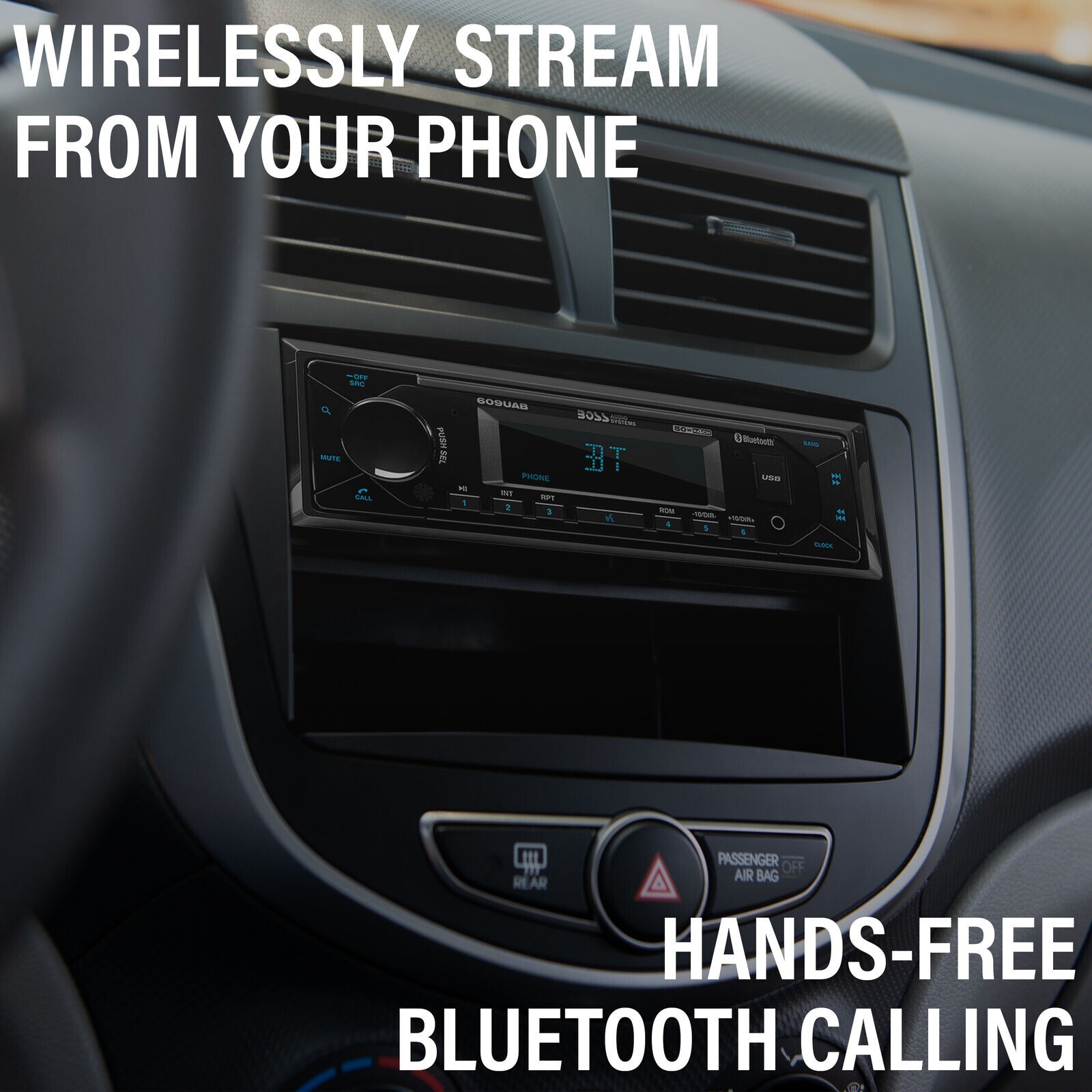 BOSS Audio Systems 609UAB Multimedia Car Stereo – Single Din, Bluetooth Audio