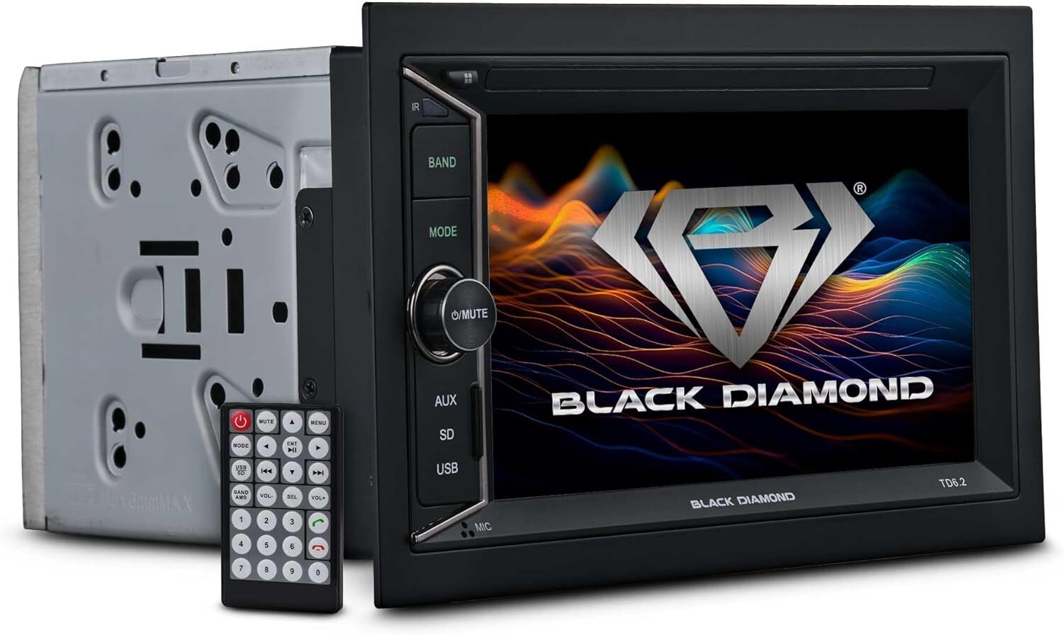 BLACK DIAMOND 6.2″ Mechless Touch Screen Double Din Car Stereo Radio with BT