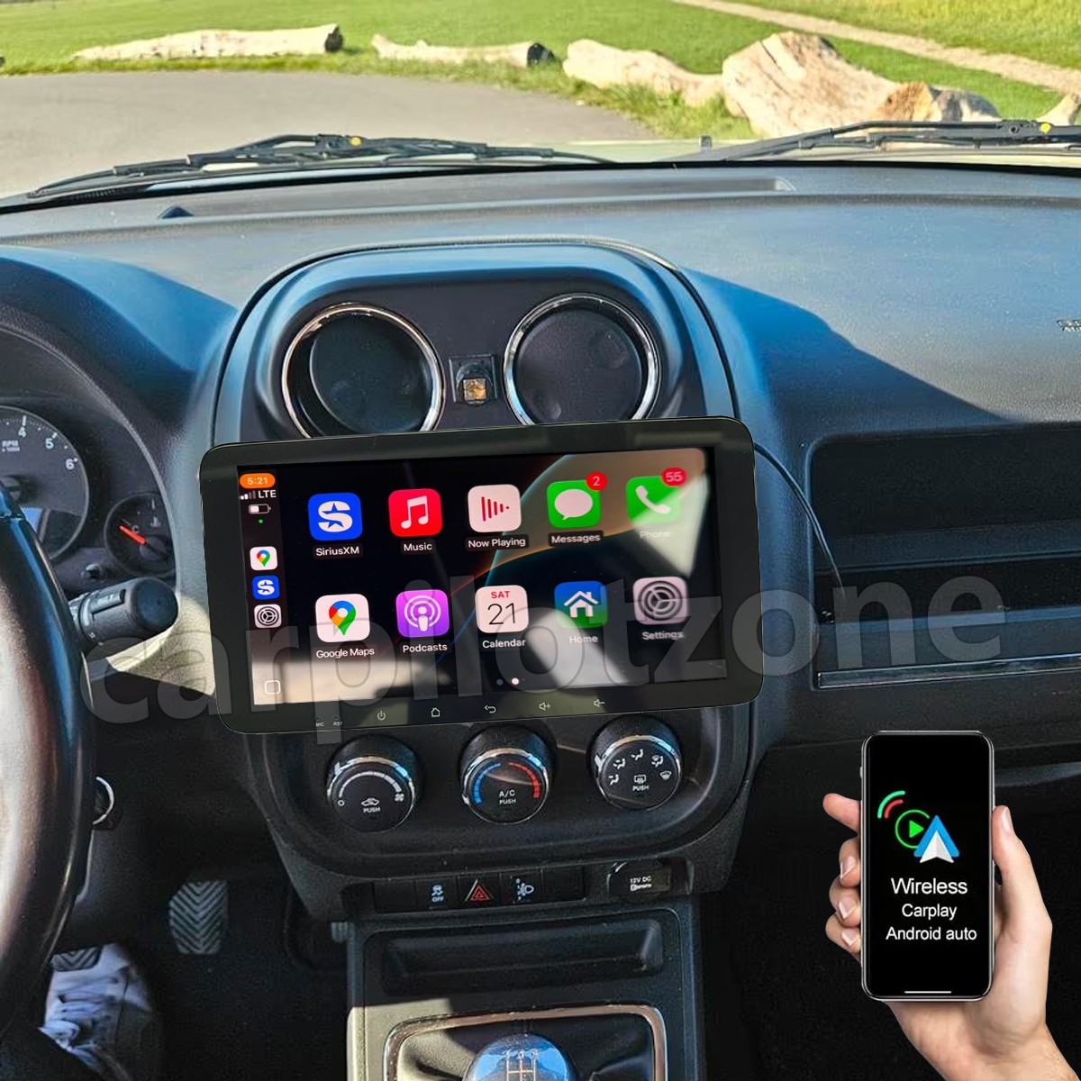 Wifi CarPlay Android 15.0 Radio GPS Stereo DSP 2+64G For Jeep Compass 2009-2016