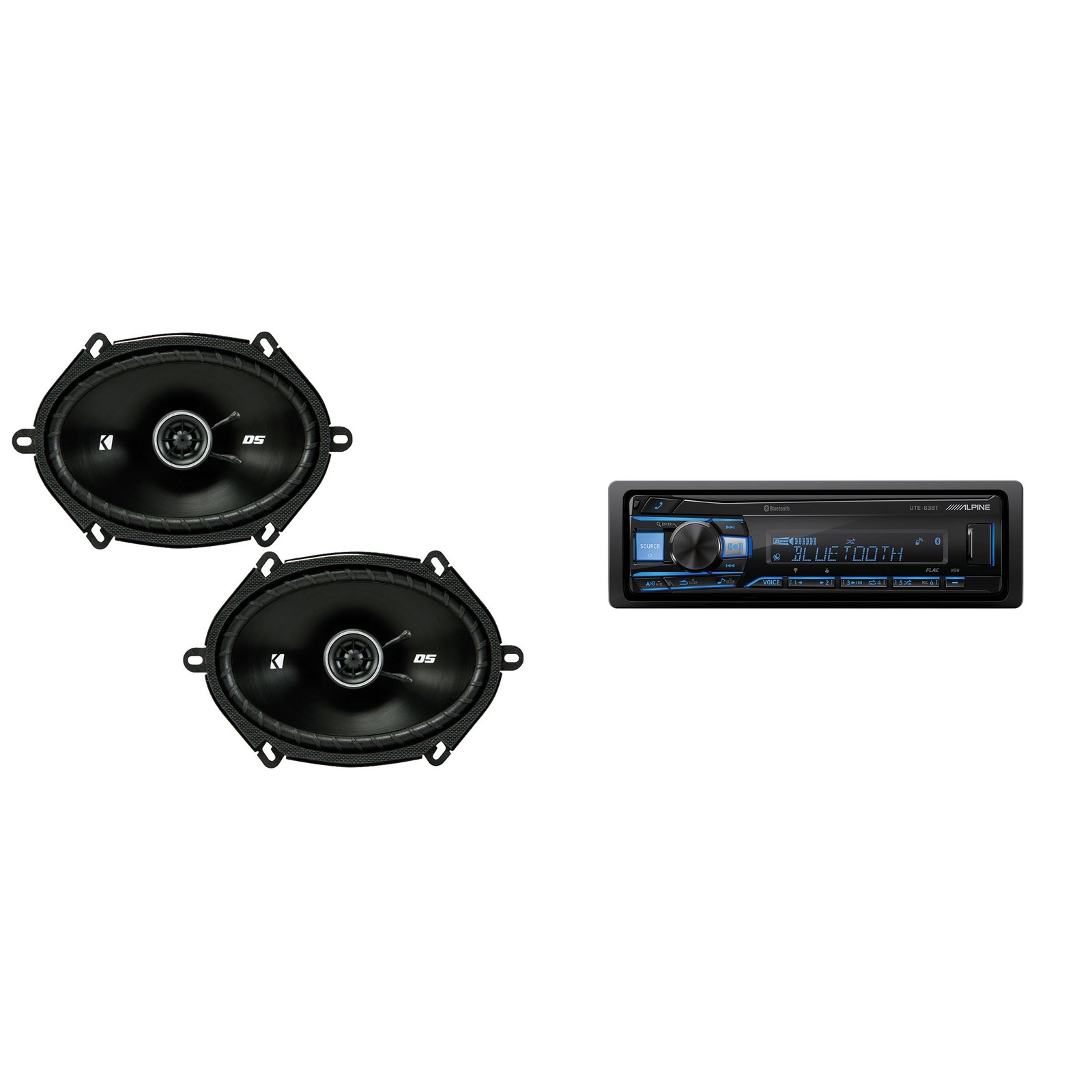 Alpine UTE-63BT Bluetooth Receiver & Kicker DSC 5×7″ / 6×8″ Speakers