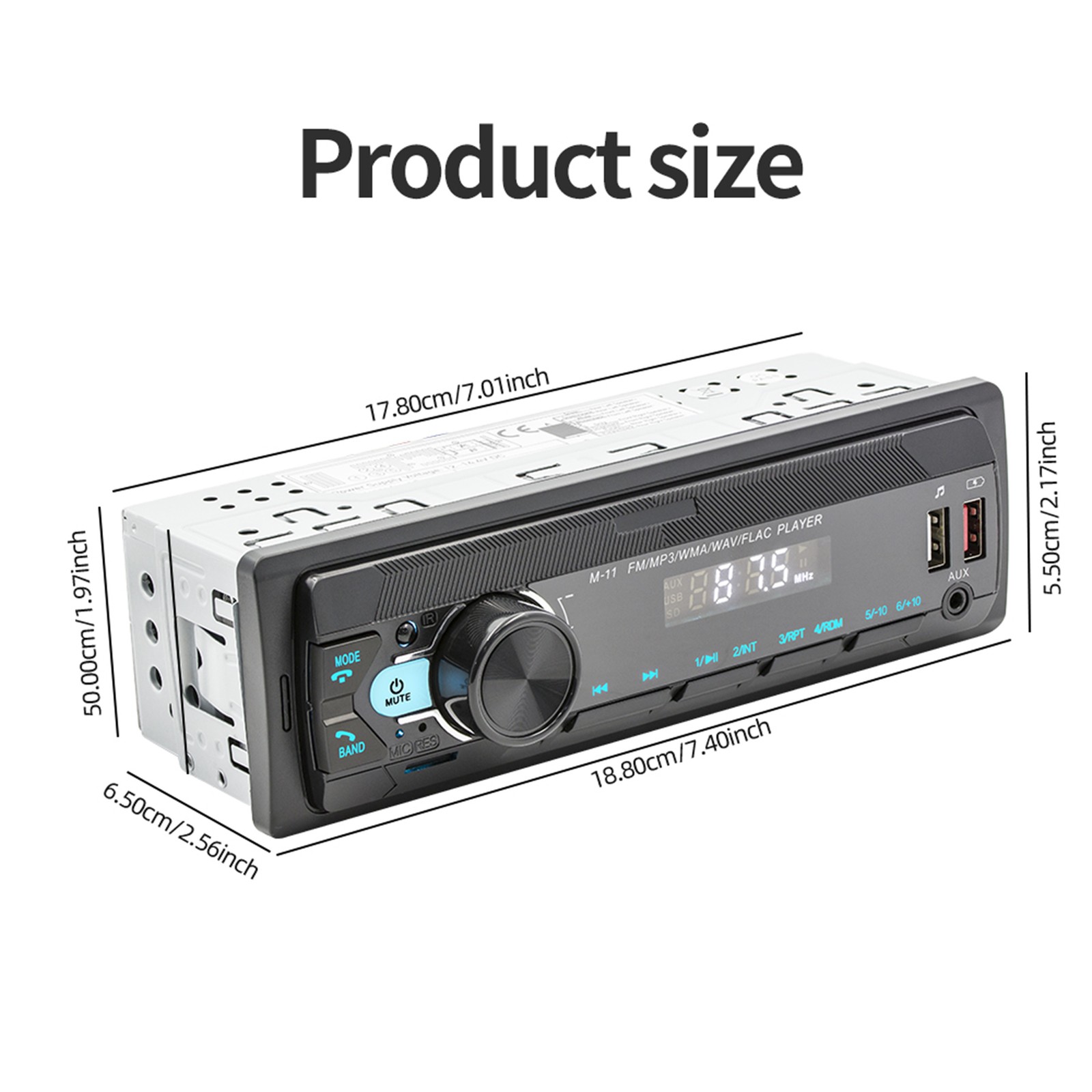 Audio Systems 616UAB Car Stereo, Bluetooth, MP3, USB, Aux In, AM/FM Radio RED