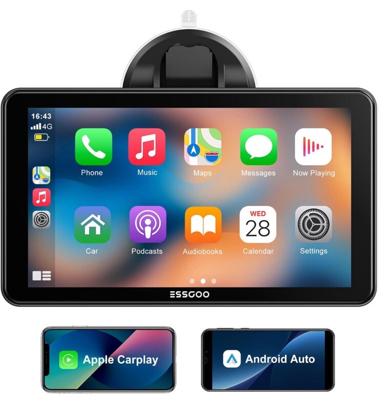 Essgoo A-pple Carplay & Android Auto, 7 Inches Carplay Screen for Car