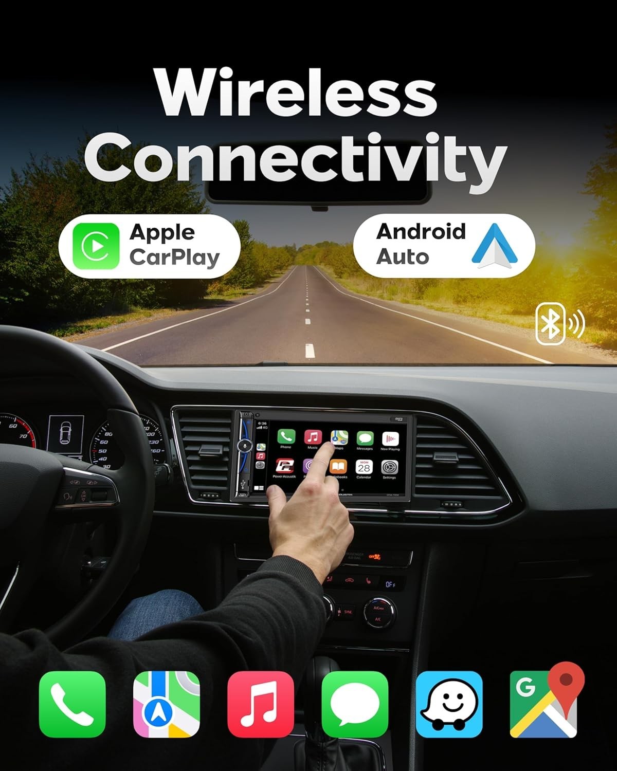 CPAA-70D DOUBLE DIN CAR STEREO APPLE CARPLAY ANDROID AUTO MEDIA BLUETOOTH DVD SD