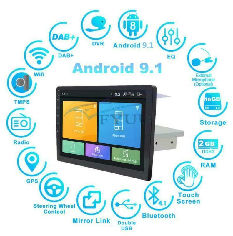 1 Din 9″ 1080P Touch Screen Quad-core RAM 2GB ROM 16GB Car Stereo Radio GPS Nav