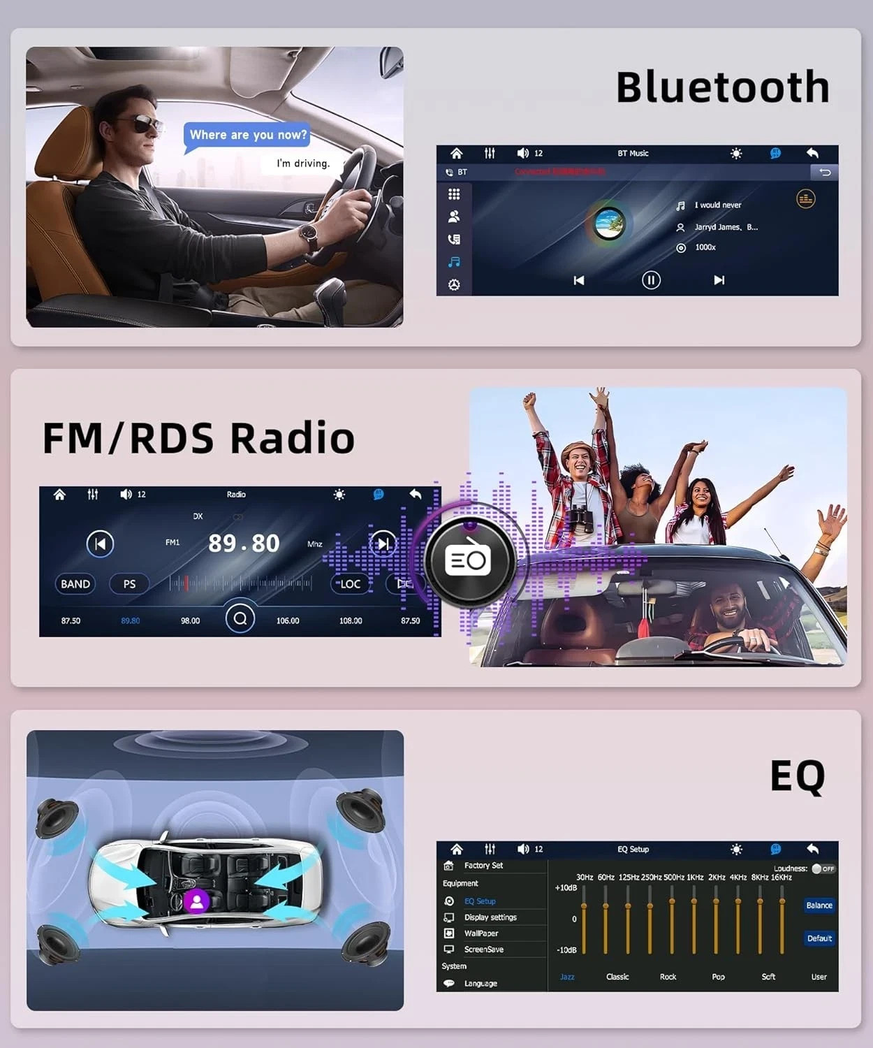 Car Stereo Single Din Wireless Carplay 6.9 inch Touch Screen Android Auto, Rimoo
