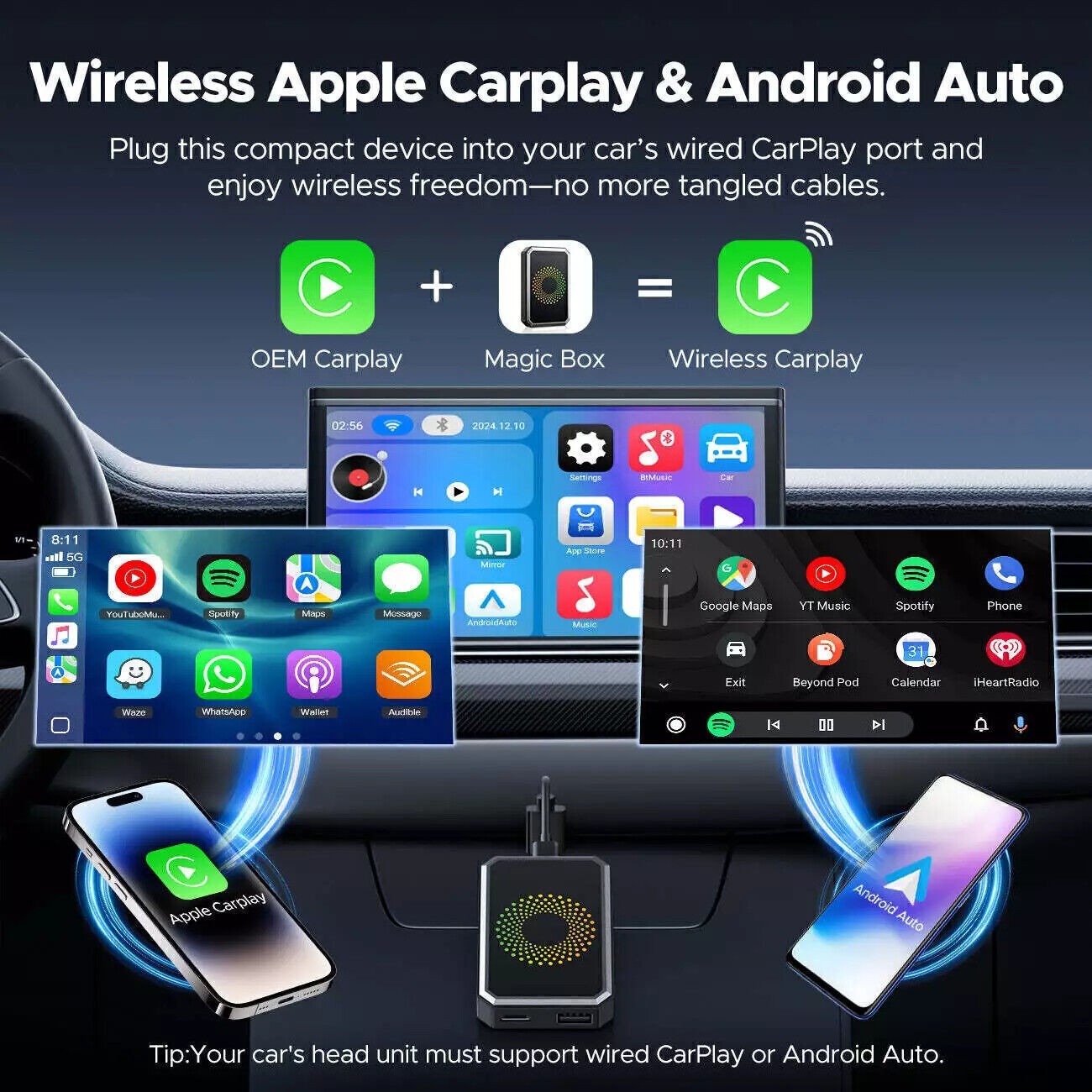 3 In 1 Android12 Wireless CarPlay AI Box Adapter/Android Auto-Multimedia Adapter