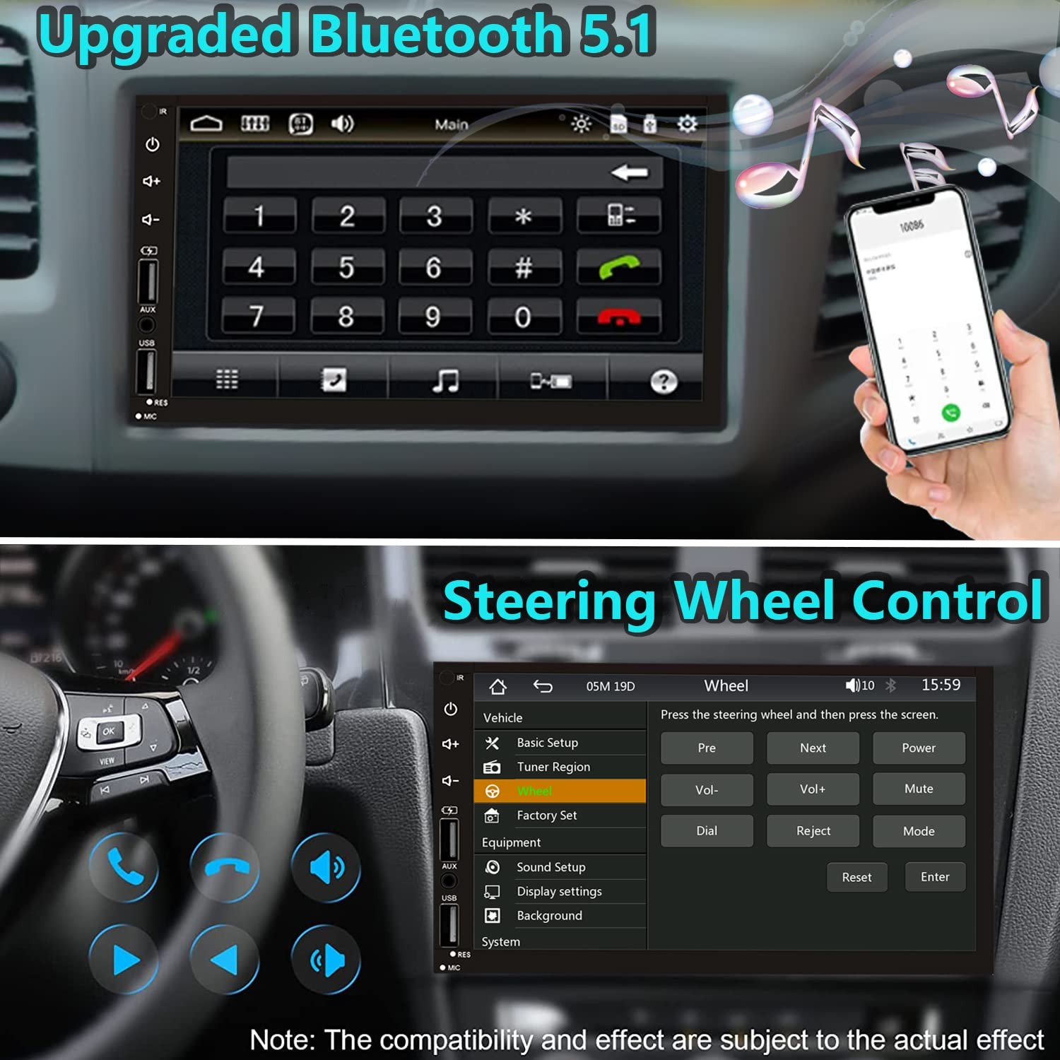 Leadfan Double Din Car Stereo with Dash Cam, Support Apple Carplay and Androi…