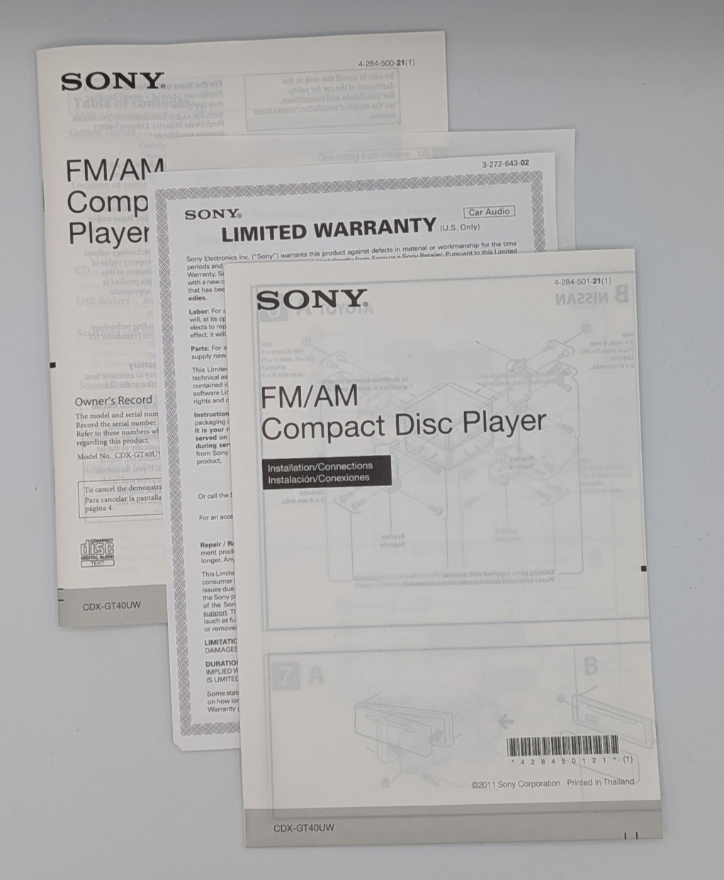 SONY Xplod Car Audio CDX-GT40UW FM/AM Compact Disc Player With Remote