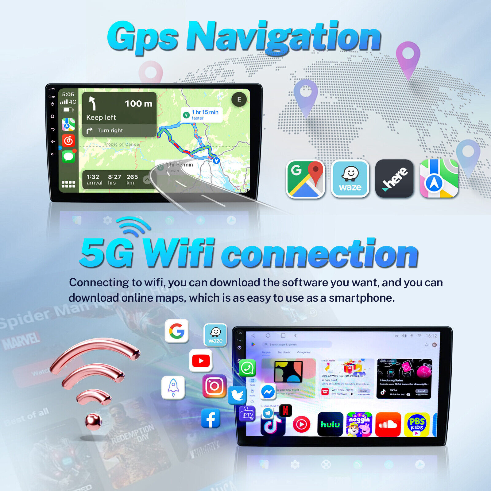 For 2007-2013 Chevy Silverado 1500 2500 GMC Android Car Radio CarPlay GPS Stereo