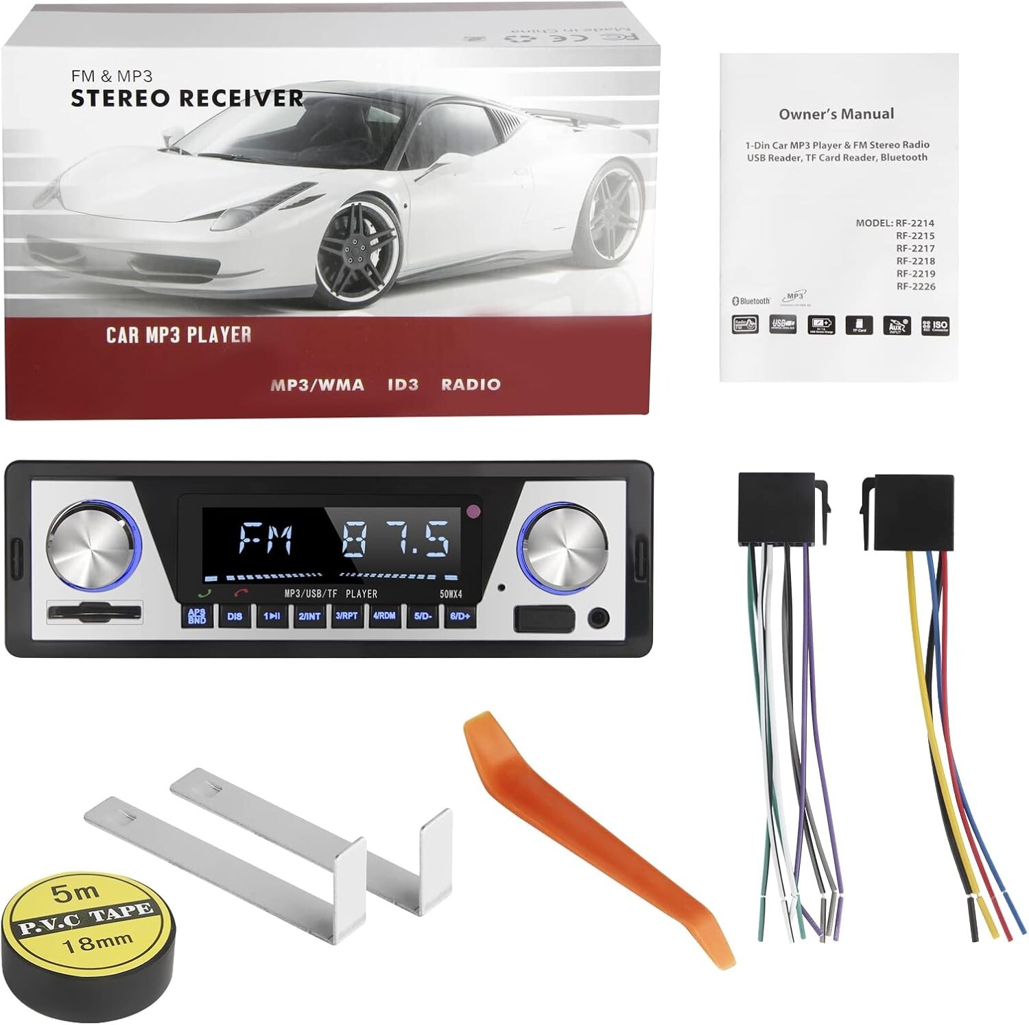 Estereo De Pantalla con Bluetooth Para Auto Coche Carro MP3 Player USB/SD/AUX/FM