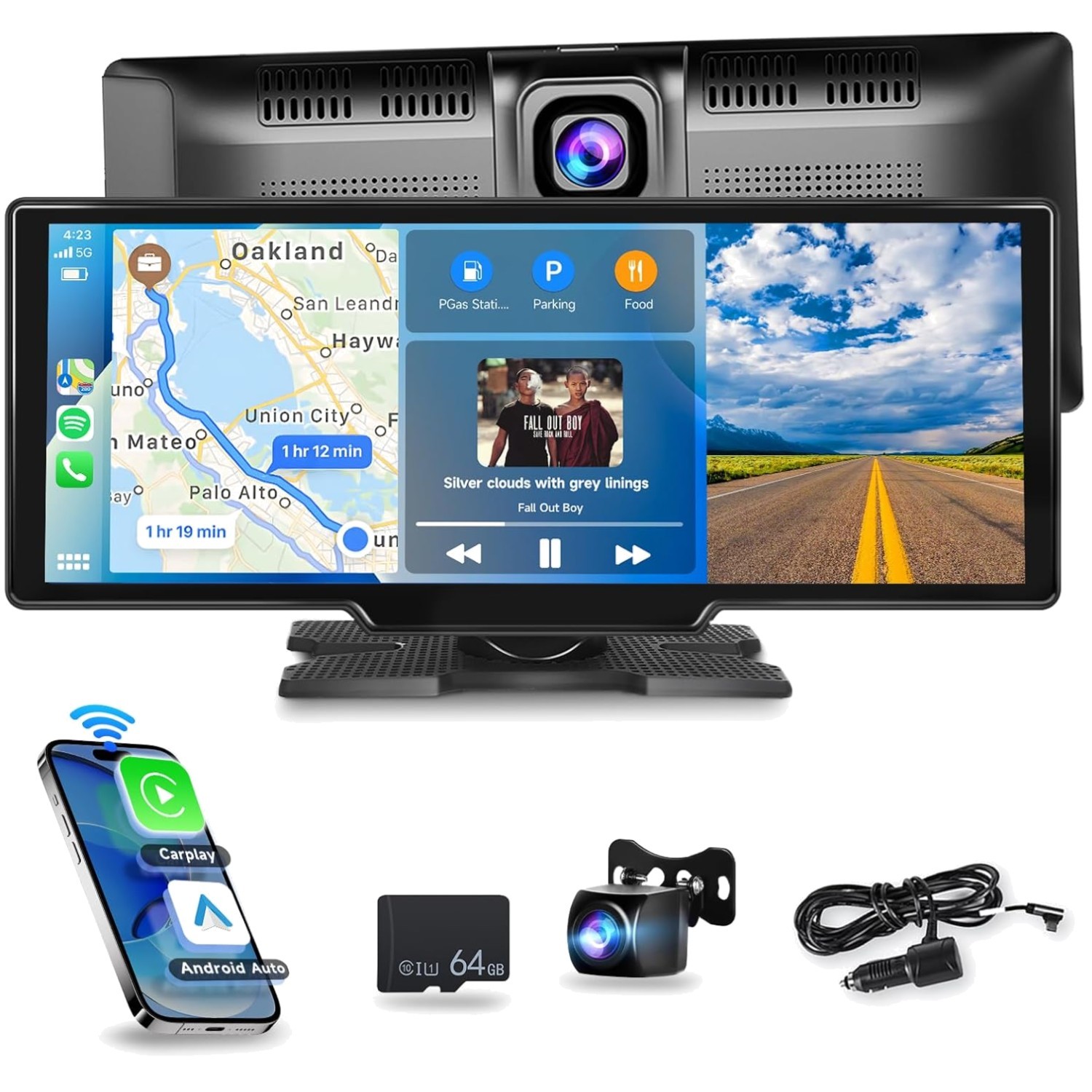 Touchscreen Car Radio, Bluetooth FM Transmitter, 2.5K Camera