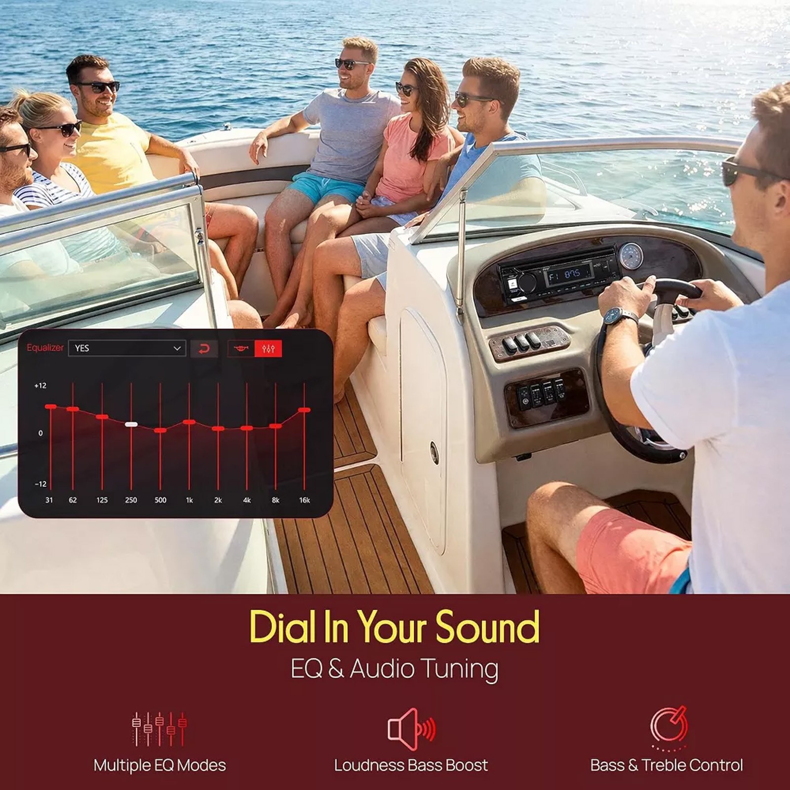 Pyle PLMRB29B2 Single DIN Marine Bluetooth USB/AUX MP3 In-Dash Black Receiver