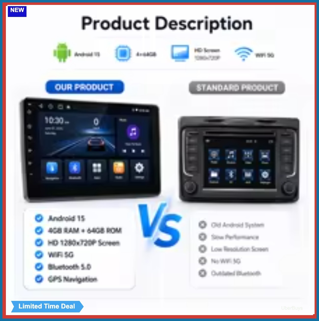Car Radio 7 Inch 2 Din Wireless Android Auto Apple Carplay Bluetooth Mirror Link