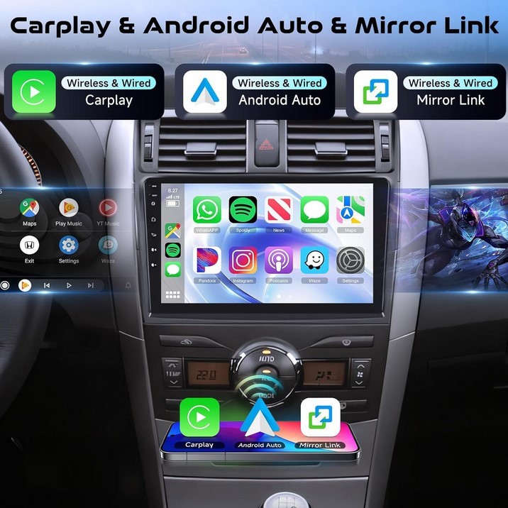 Toyota Corolla Carplay Android Radio 2009-2013 8 Core 4+64G 9 Inch Touchscreen