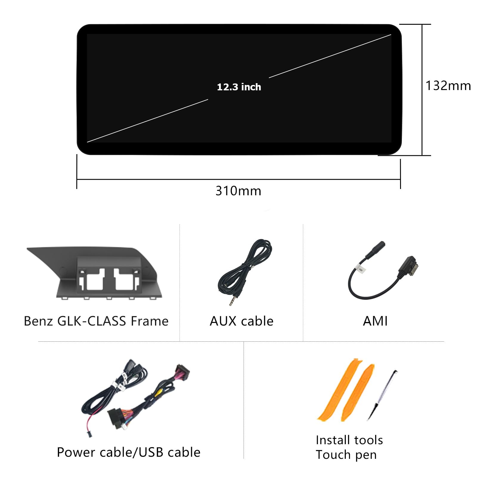 12.3″ Car Stereo for Mercedes Benz GLK X204 2008-2012 Carplay Android Auto