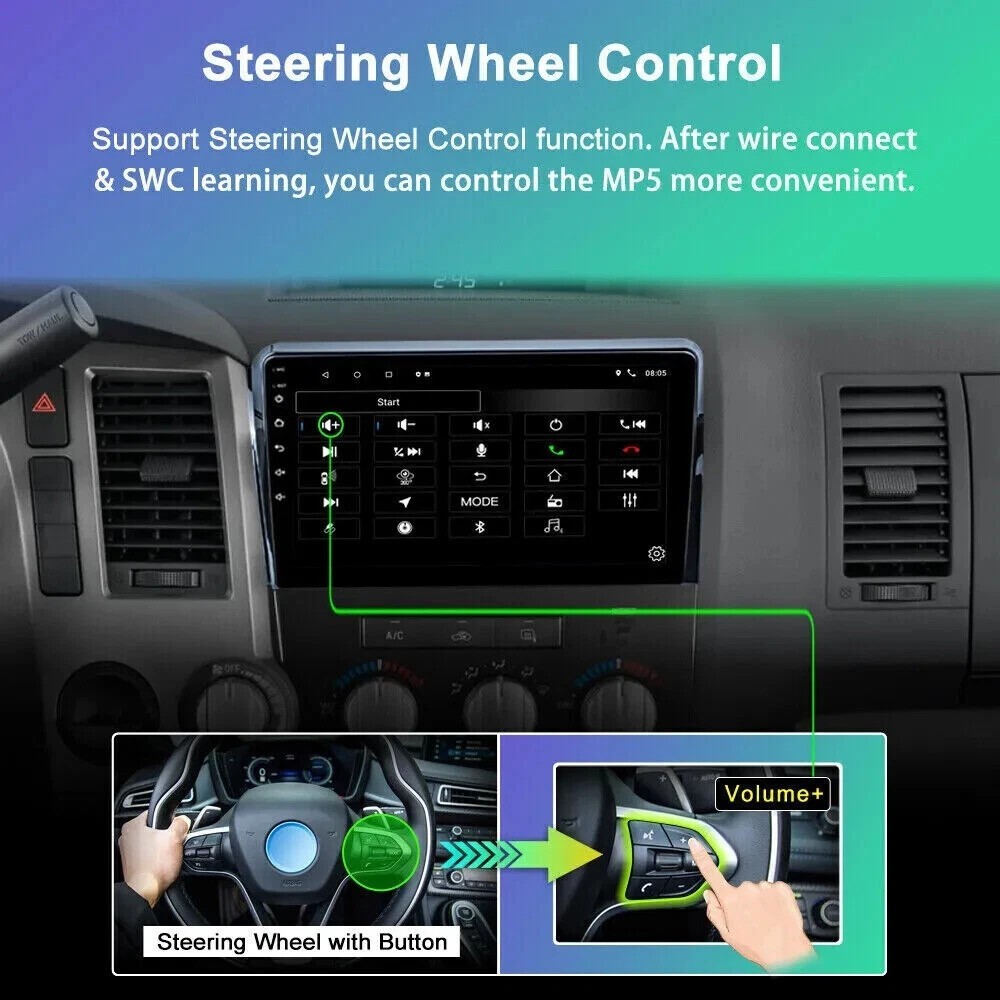 10.1” Car Radio Wireless Android CarPlay 4+32GB For 07-13 Toyota Sequoia Tundra