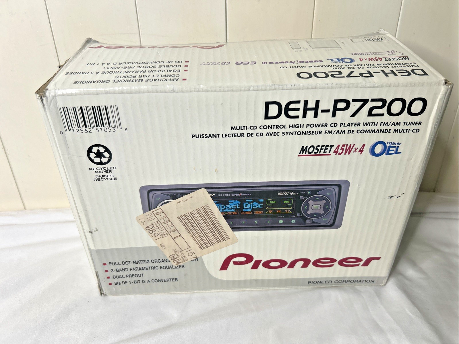 VINTAGE RARE OLD SCHOOL PIONEER DEH-P7200 EMPTY BOX ONLY WITH MANUAL