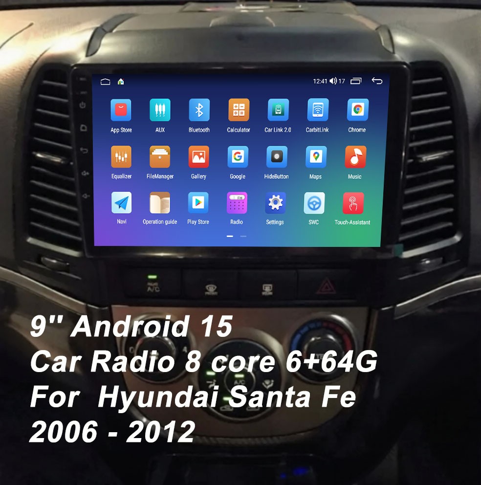 Car Radio 8 Core 64GB for Hyundai Santa Fe 2006-2012 Carplay Audio In-Dash Units