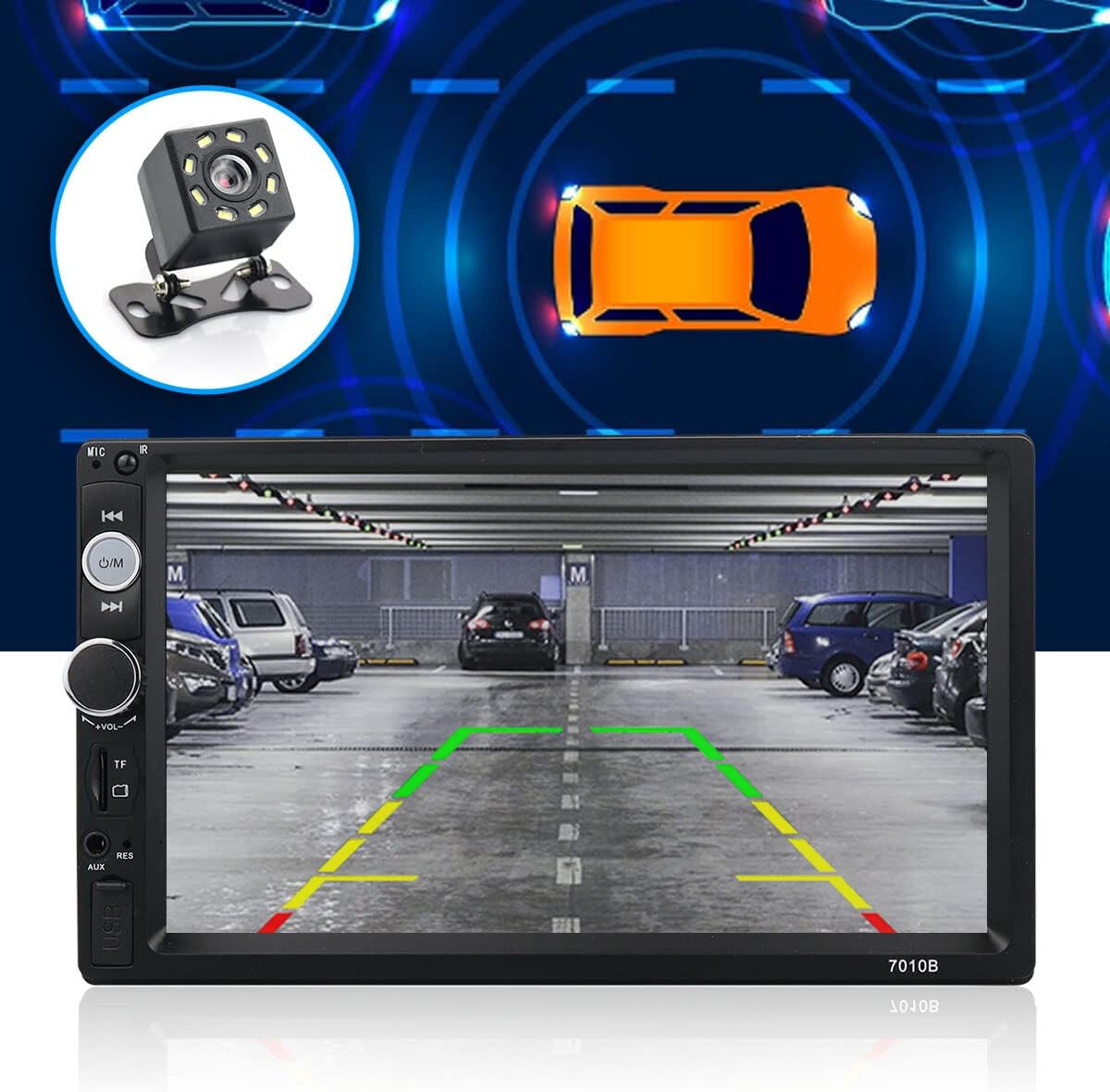 2 DIN 7 Inch Car Stereo with Mirror Link MP5 Multimedia W/ 8LED Backup Camera