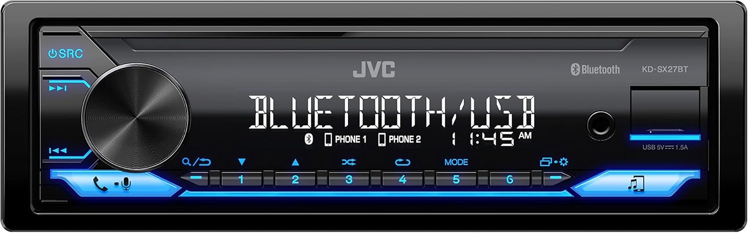 JVC KD-SX27BT Car Stereo with Bluetooth, 100W Digital Media Receiver, 1.5A…