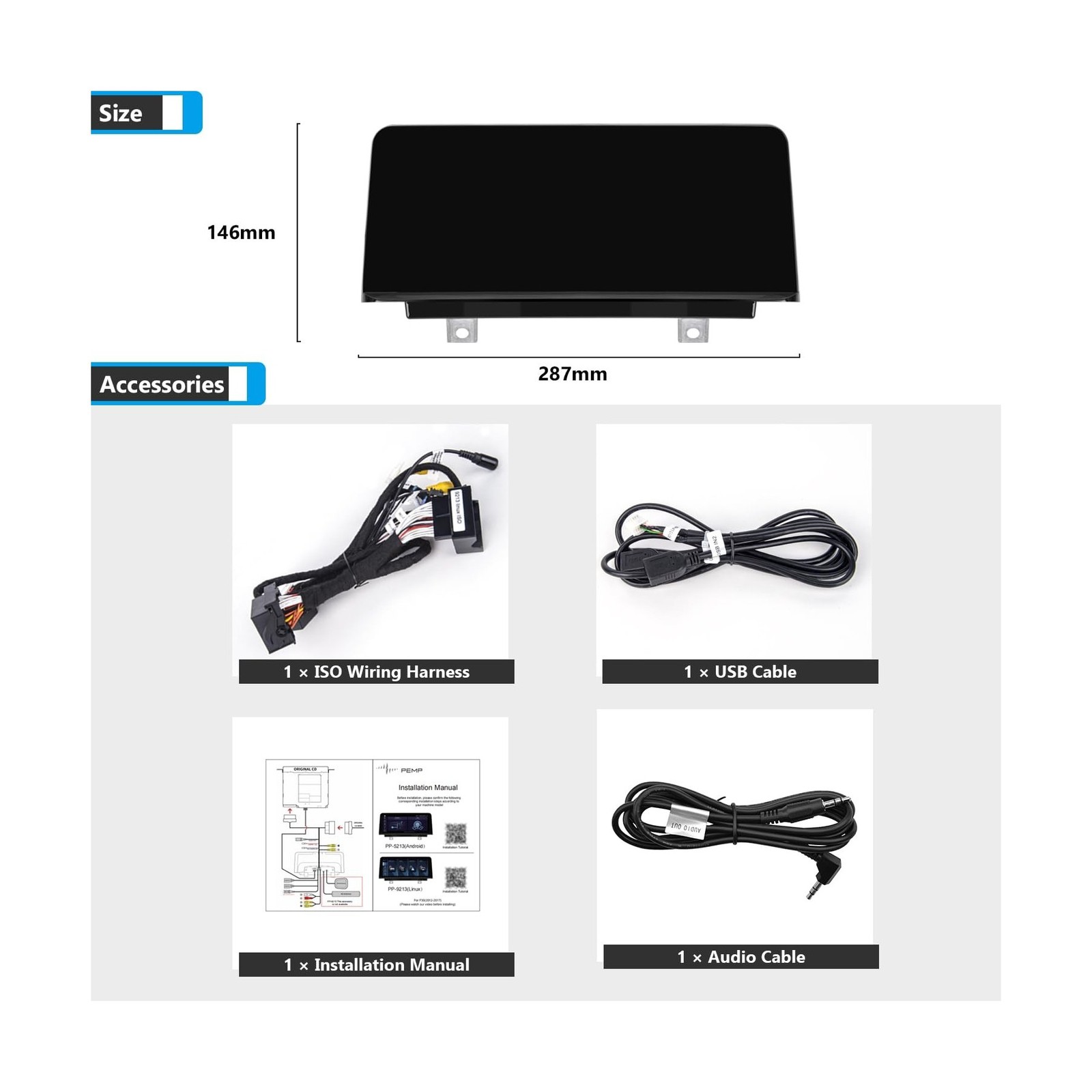 PEMP 10.25″ Linux Head Unit for BMW 3 Series F30 F20 NBT CIC, CarPlay Support…