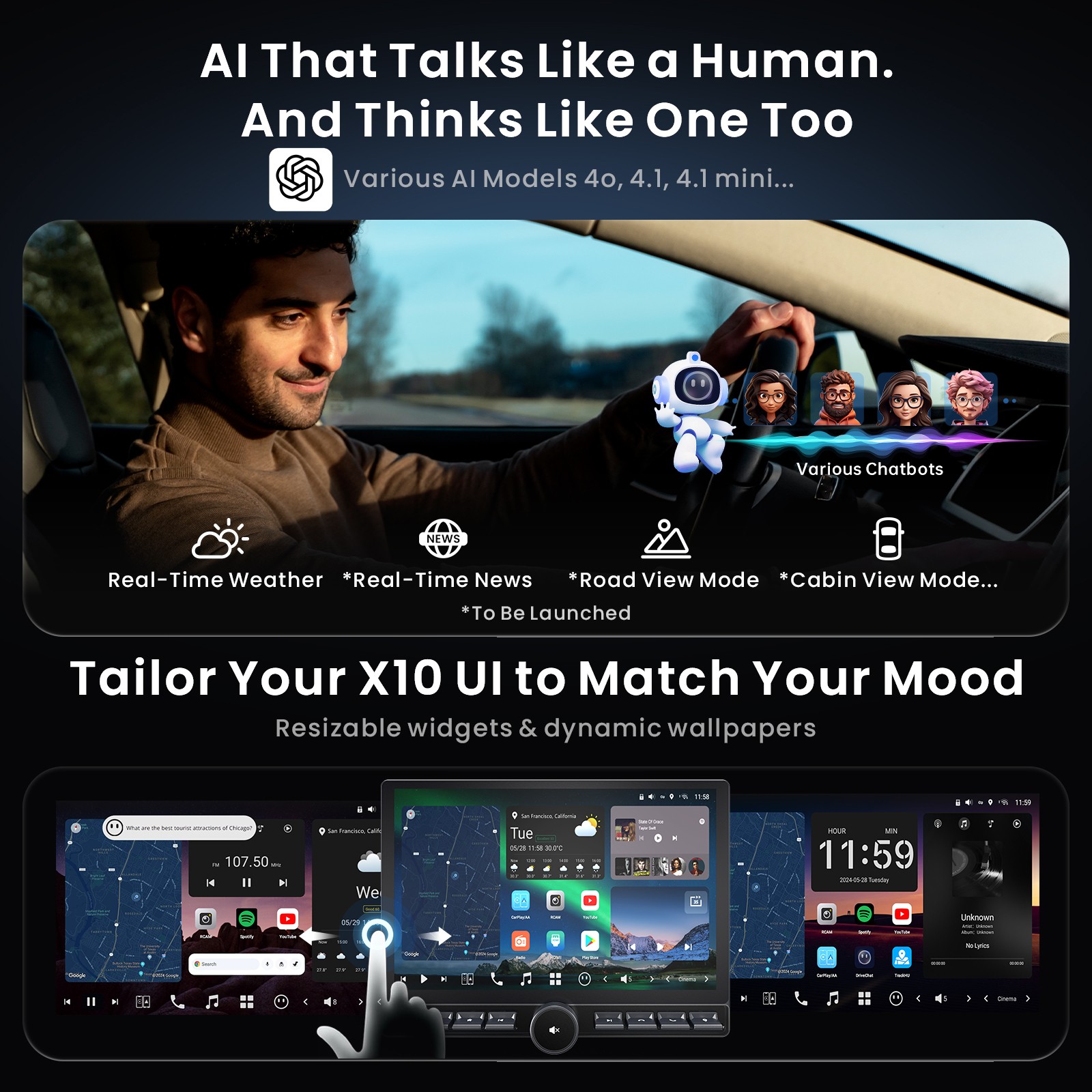 ATOTO 12.9″ Android Single Double Din Car Stereo Wireless Carplay Android Auto