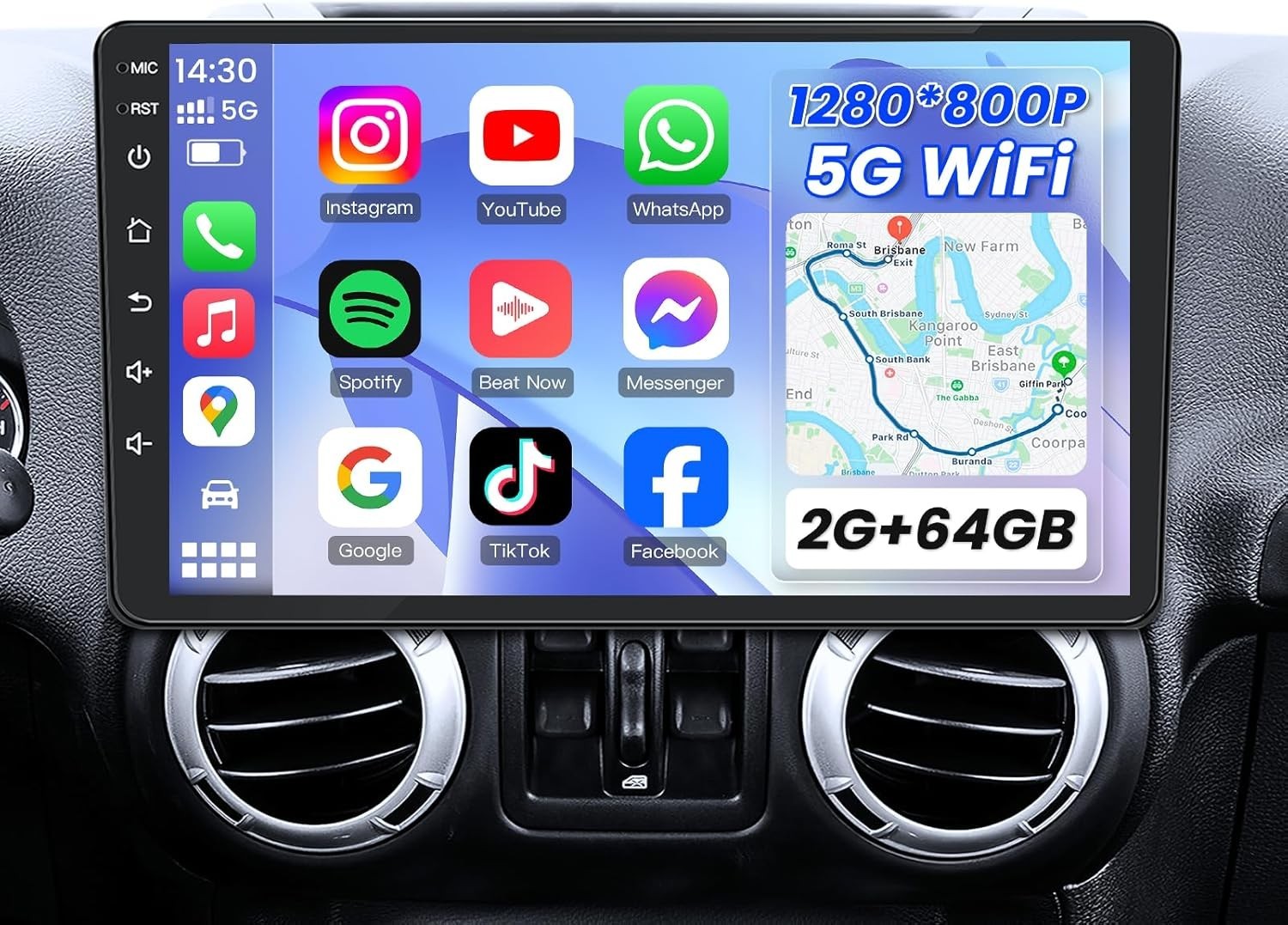 Jeep Wrangler 2007-2017 Car Stereo 2+64GB Carplay Android GPS 10″ Touchscreen
