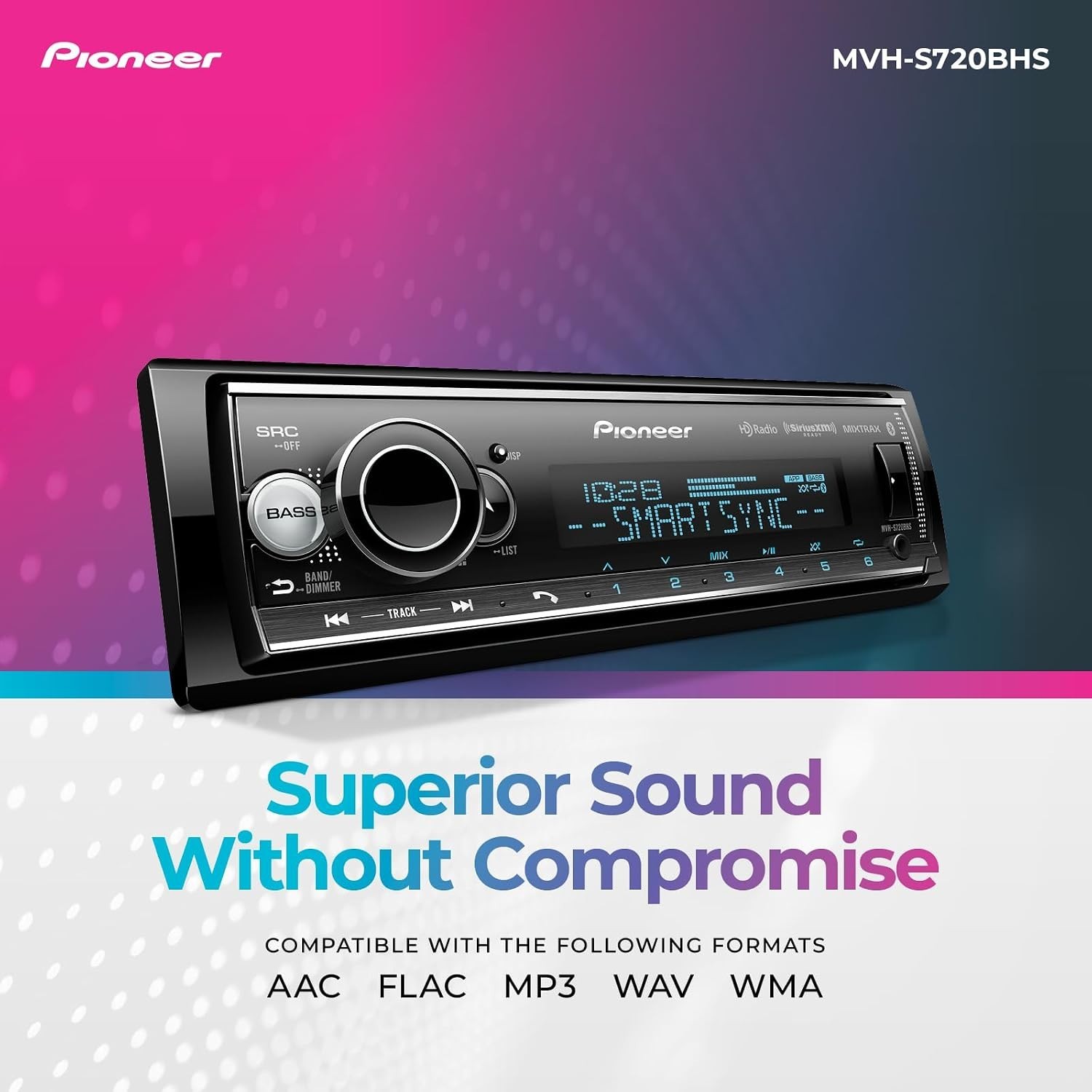 Pioneer MVH-S720BHS 1-Din Digital Media Receiver Bluetooth SiriusXM HD Radio