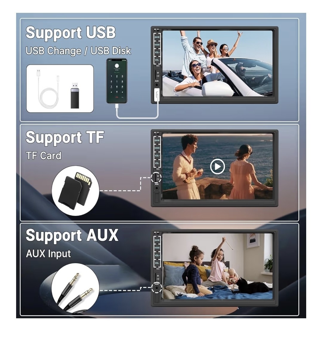 ​Leadfan Double Din Car Stereo Apple CarPlay Droid Auto 7″ Touchscreen Dash Cam