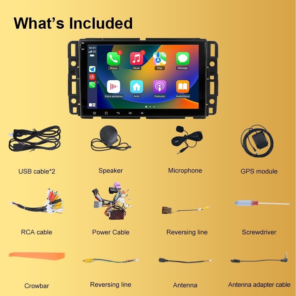 Chevy Silverado 2007-2013 Android 13 Car Stereo 2+64G Carplay w 8″ Touch Screen