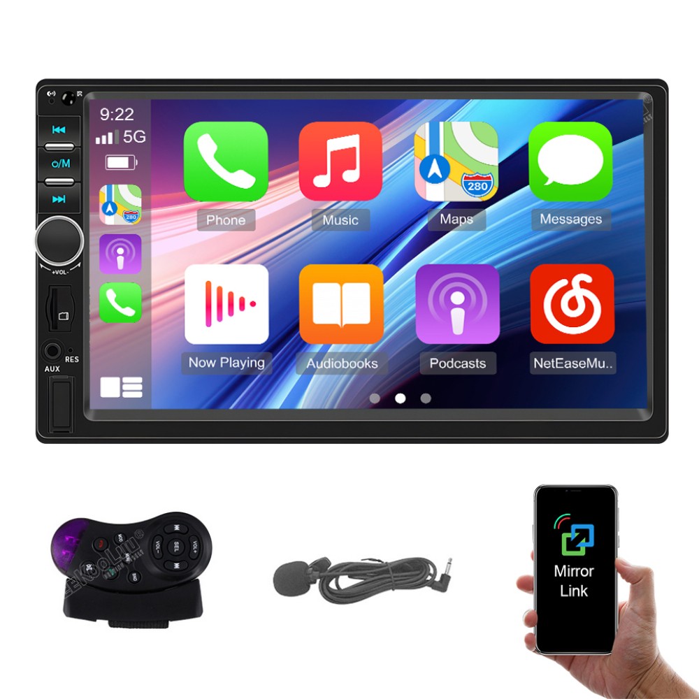 7′ Car Radio Double 2 Din Car Stereo Touch Screen Android Auto Apple CarPlay BT