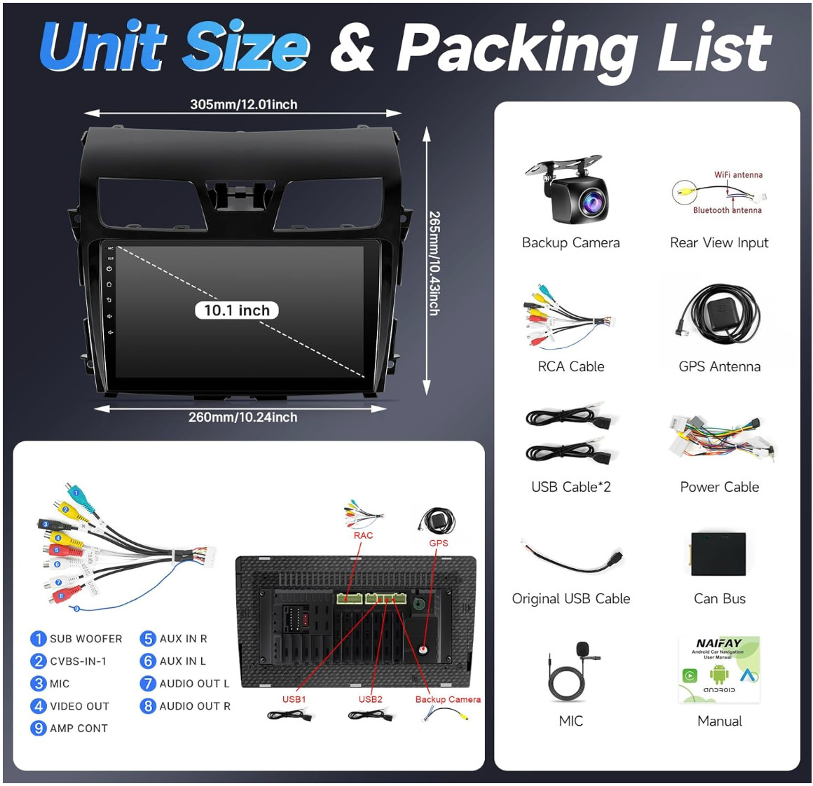 10.1″ Android Car Radio with Wireless CarPlay for 2013-2015 Nissan Altima