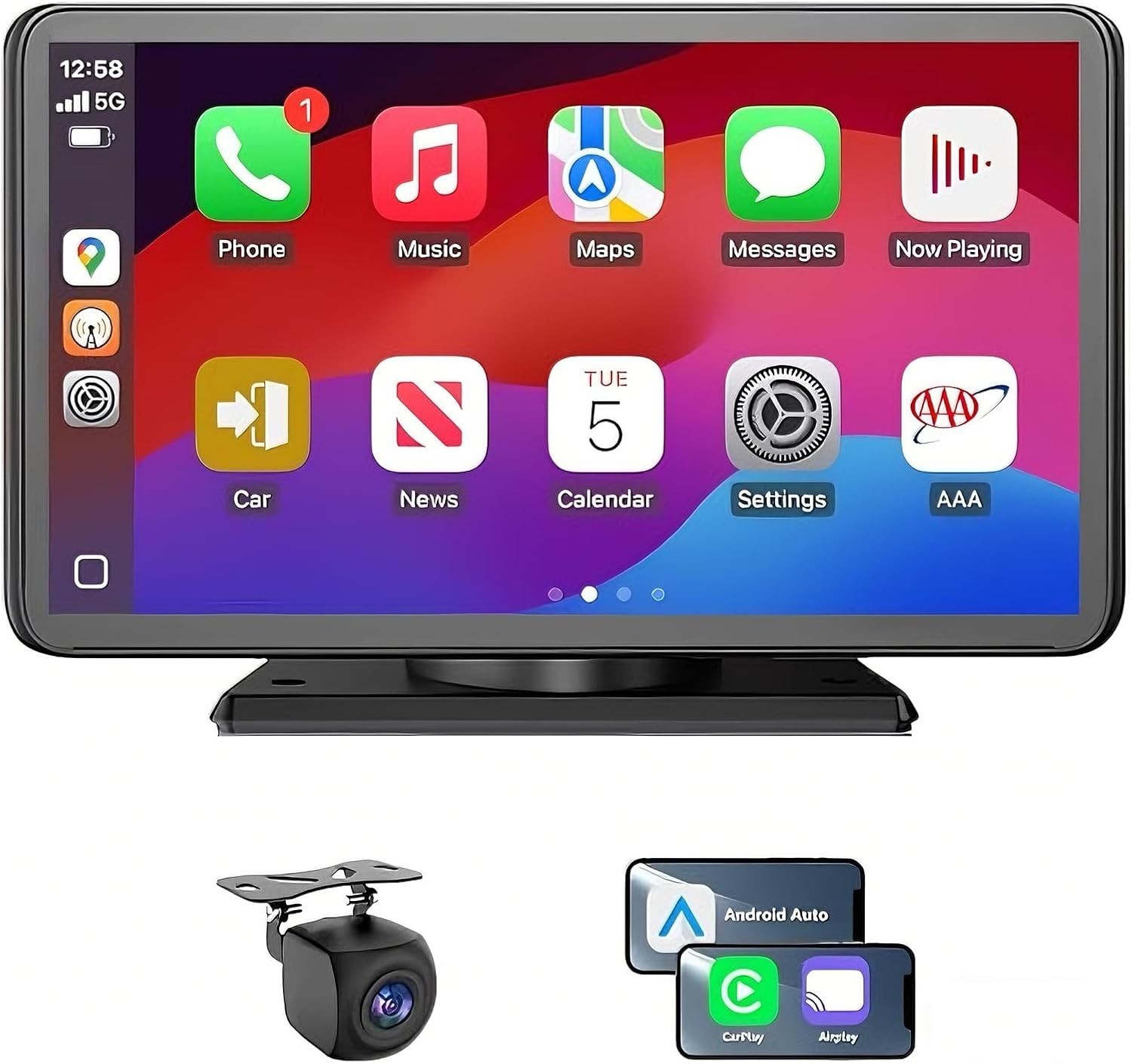 7-Inch Wireless Carplay & Android Auto Stereo – HD Touchscreen, GPS & Backup Cam