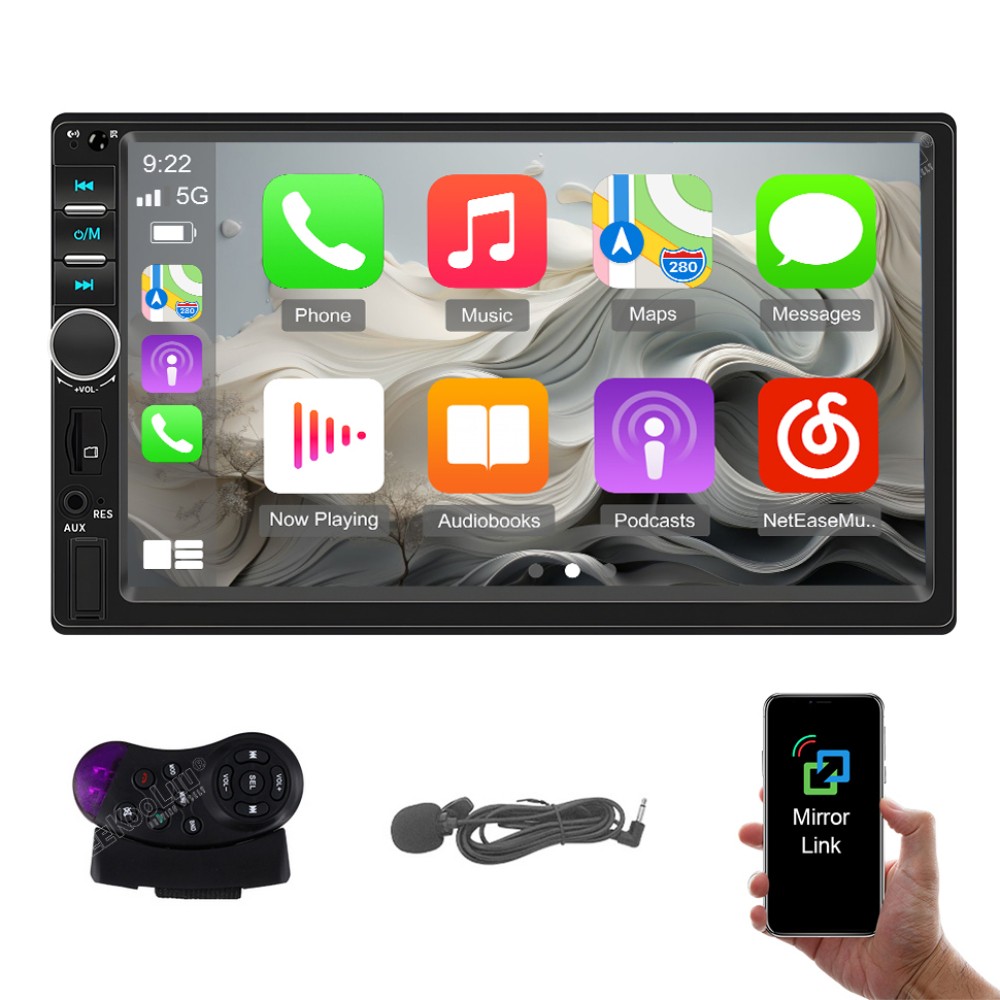 7′ Car Radio Double 2 Din Car Stereo Touch Screen Android Auto Apple CarPlay FM